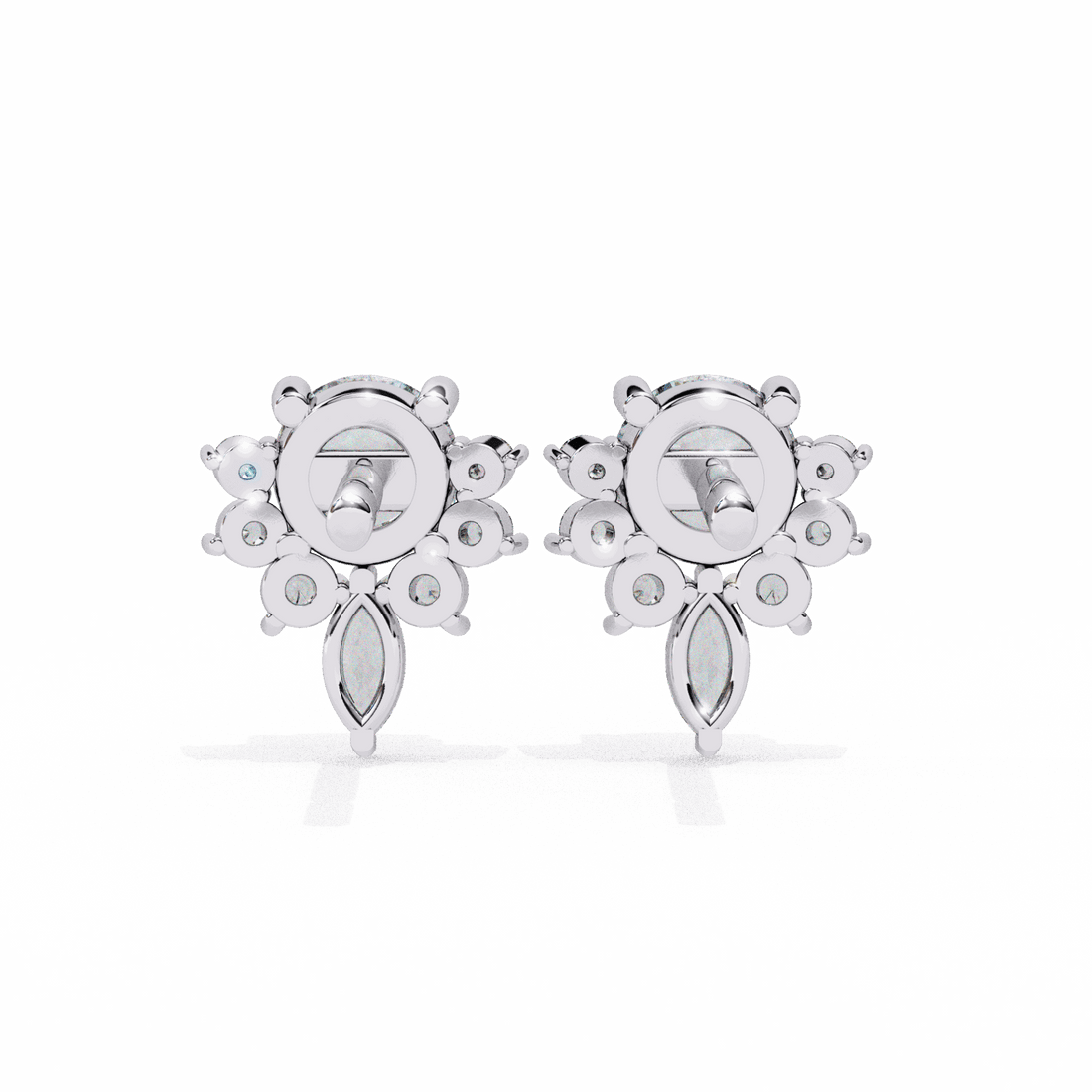 0.7 Carat Multi-Stone Marquise and Round Stud Earrings in Moissanite | House of Estara