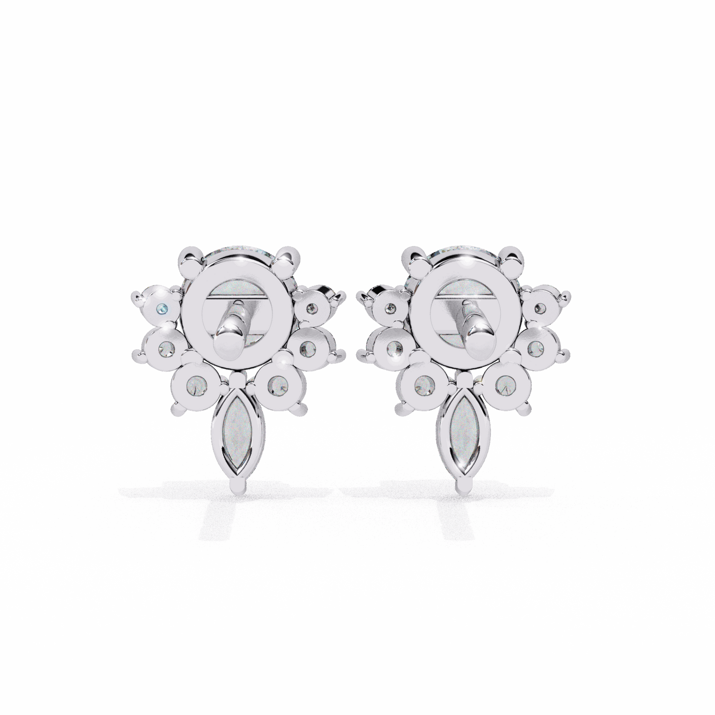 0.7 Carat Multi-Stone Marquise and Round Stud Earrings in Moissanite | House of Estara