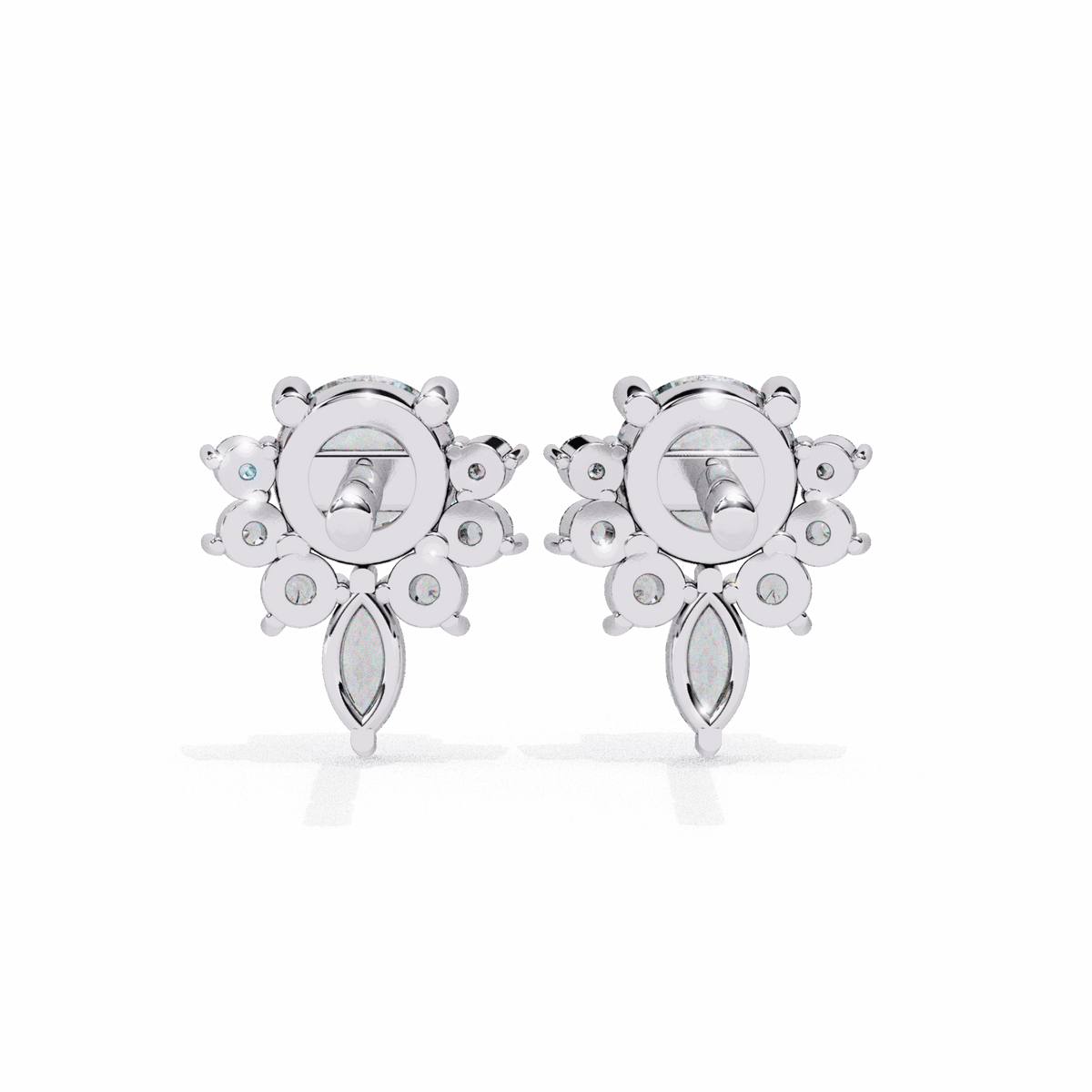 0.7 Carat Multi-Stone Marquise and Round Stud Earrings in Moissanite | House of Estara