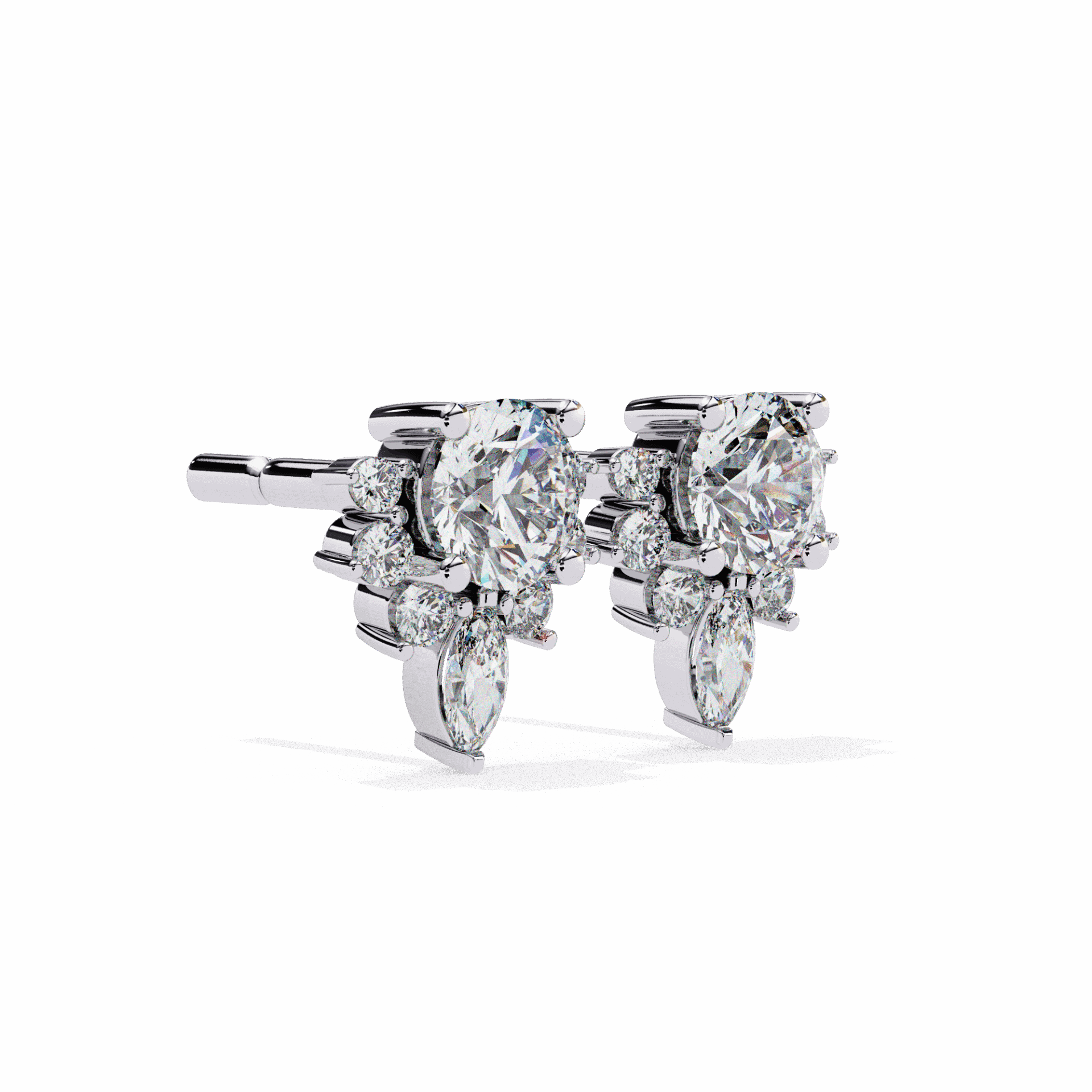 0.7 Carat Multi-Stone Marquise and Round Stud Earrings in Moissanite | House of Estara