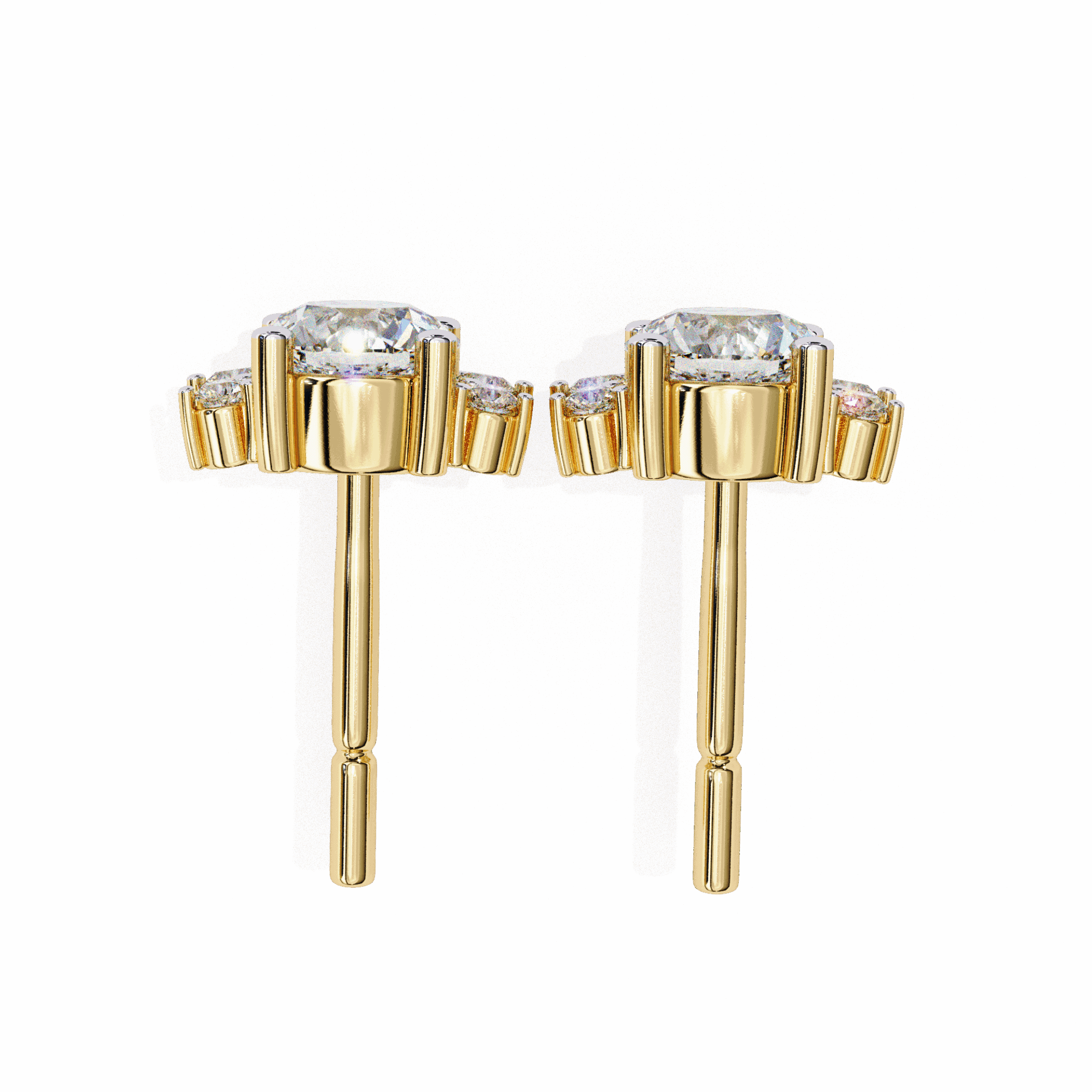 0.7 Carat Multi-Stone Marquise and Round Stud Earrings in Moissanite | House of Estara