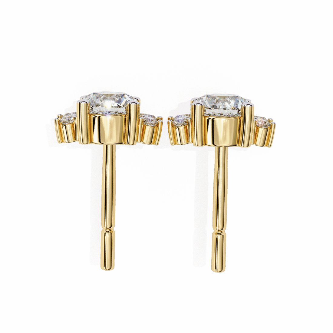 0.7 Carat Multi-Stone Marquise and Round Stud Earrings in Moissanite | House of Estara