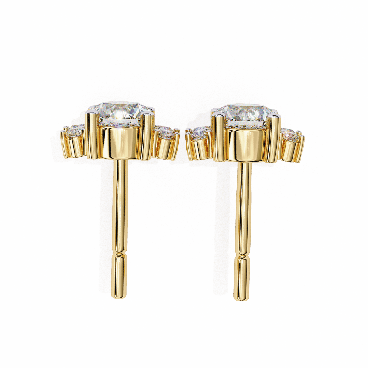 0.7 Carat Multi-Stone Marquise and Round Stud Earrings in Moissanite | House of Estara