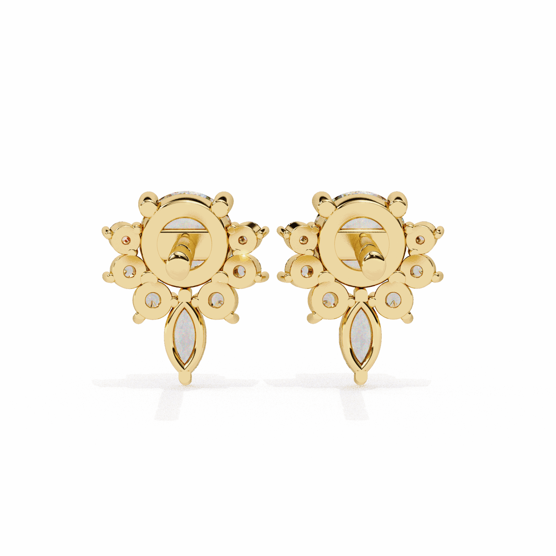 0.7 Carat Multi-Stone Marquise and Round Stud Earrings in Moissanite | House of Estara