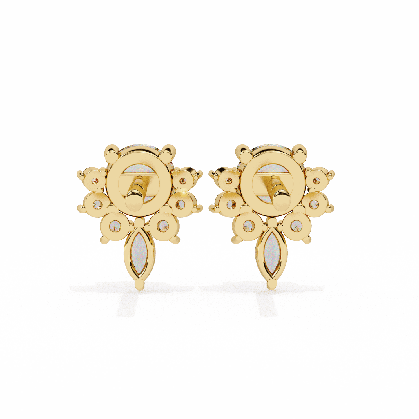 0.7 Carat Multi-Stone Marquise and Round Stud Earrings in Moissanite | House of Estara