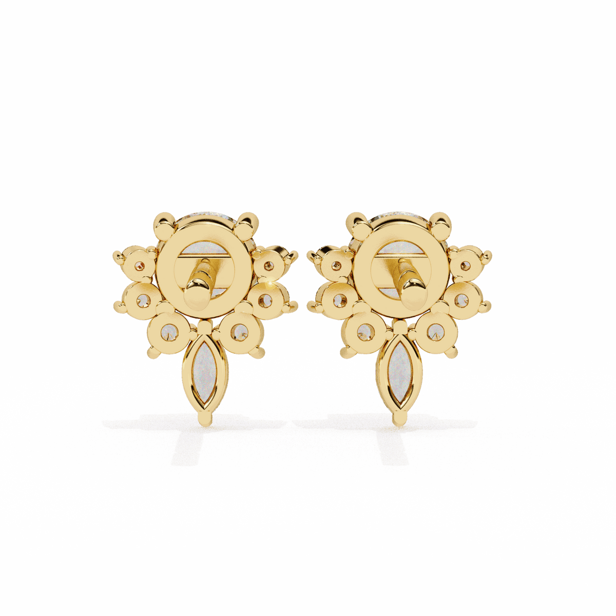 0.7 Carat Multi-Stone Marquise and Round Stud Earrings in Moissanite | House of Estara