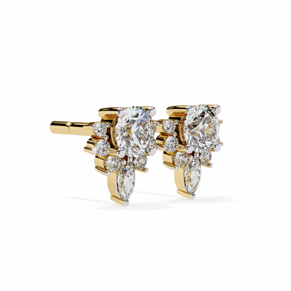 0.7 Carat Multi-Stone Marquise and Round Stud Earrings in Moissanite | House of Estara