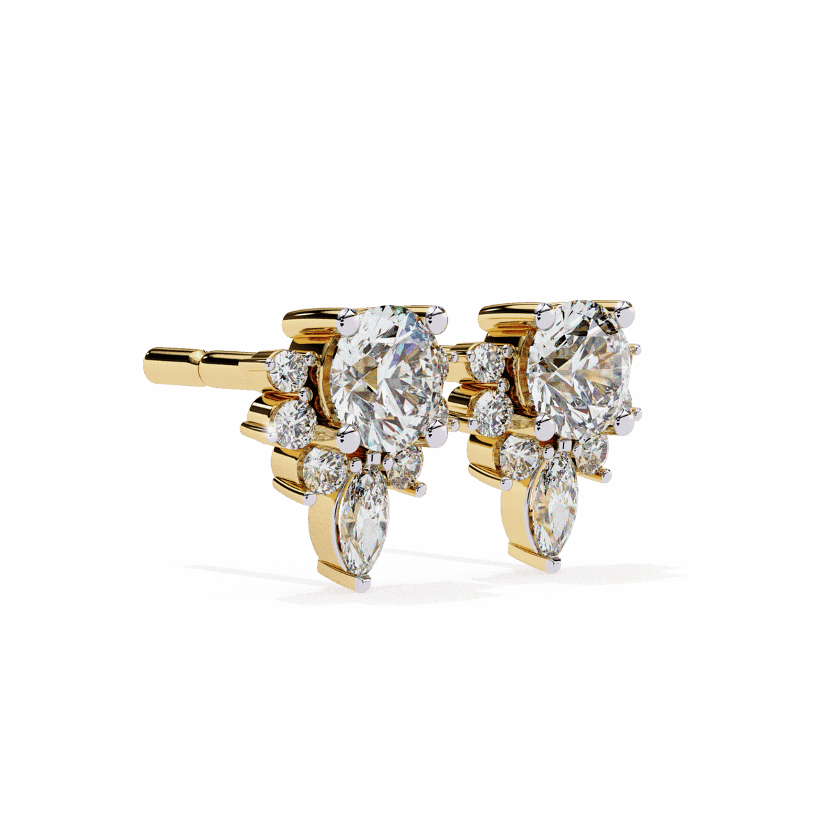 0.7 Carat Multi-Stone Marquise and Round Stud Earrings in Moissanite | House of Estara