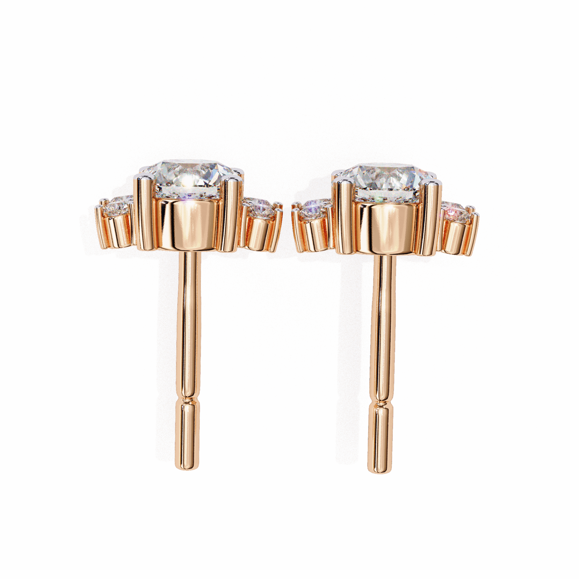 0.7 Carat Multi-Stone Marquise and Round Stud Earrings in Moissanite | House of Estara