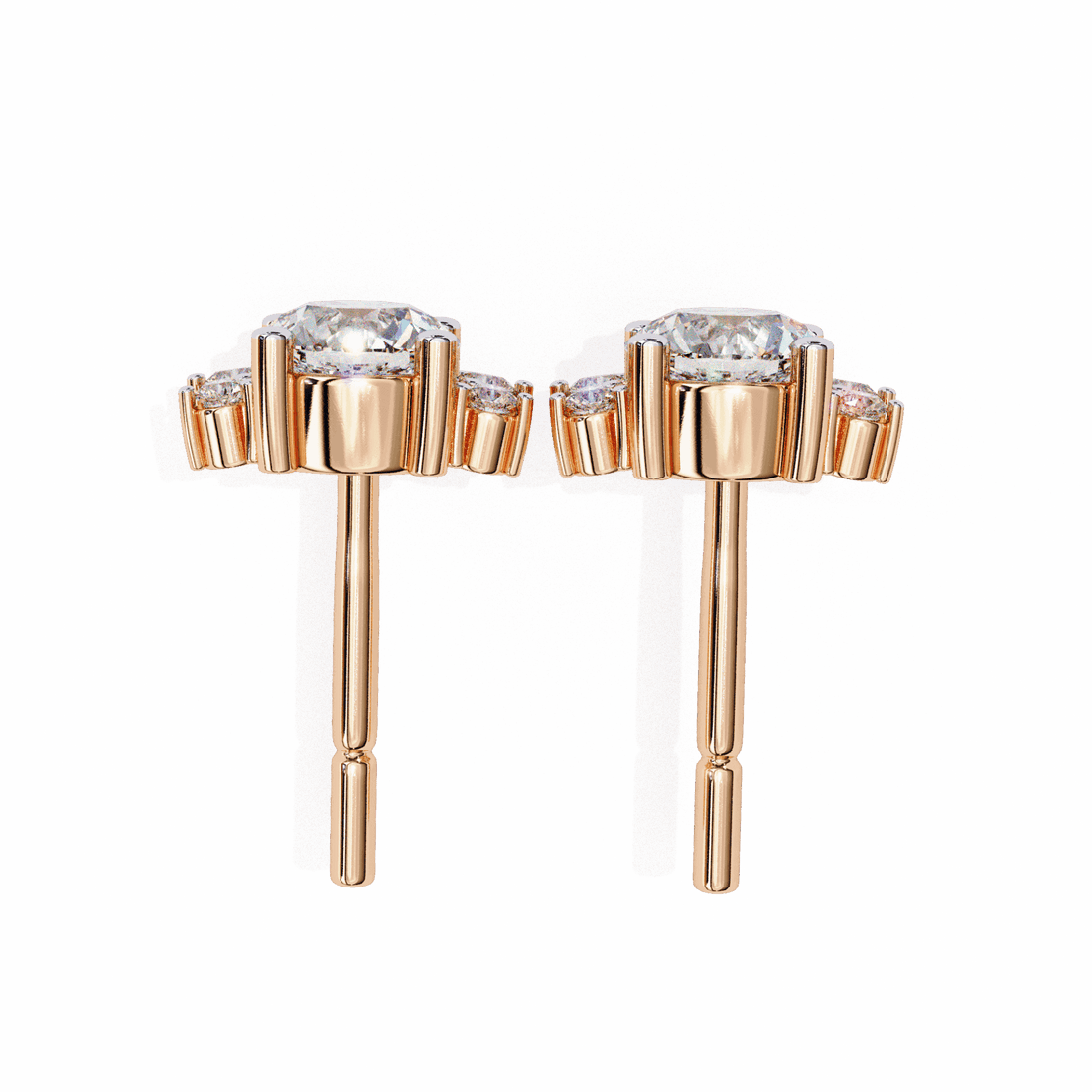 0.7 Carat Multi-Stone Marquise and Round Stud Earrings in Moissanite | House of Estara