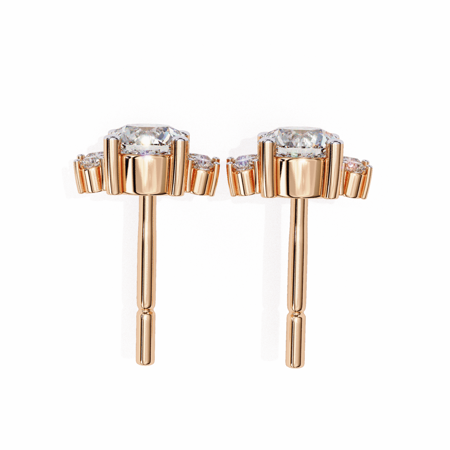 0.7 Carat Multi-Stone Marquise and Round Stud Earrings in Moissanite | House of Estara