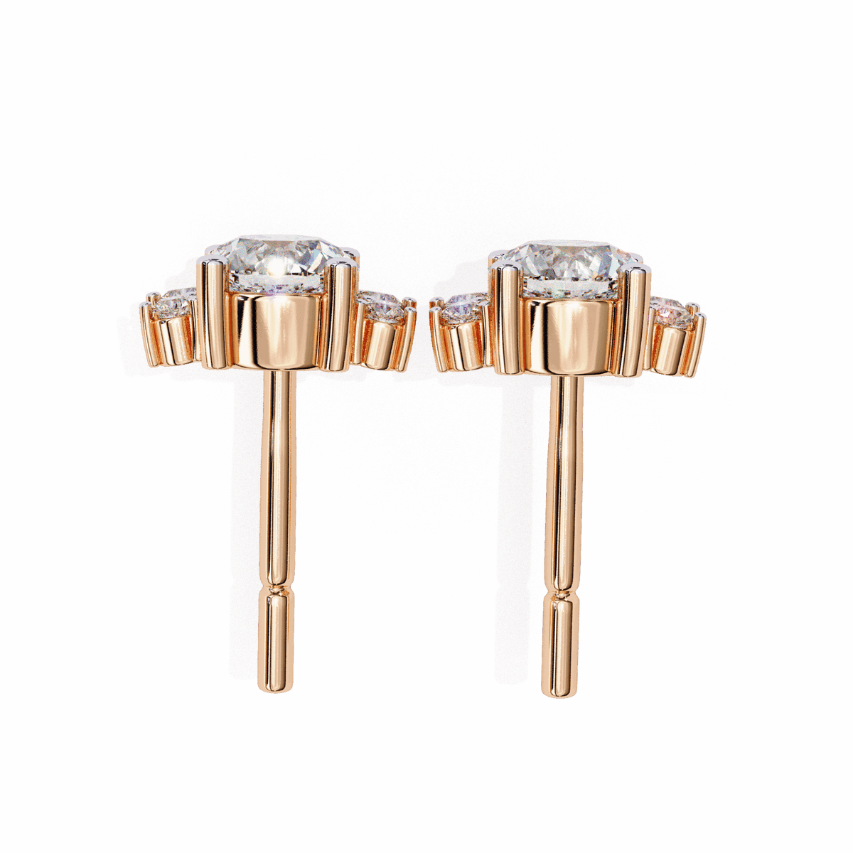 0.7 Carat Multi-Stone Marquise and Round Stud Earrings in Moissanite | House of Estara