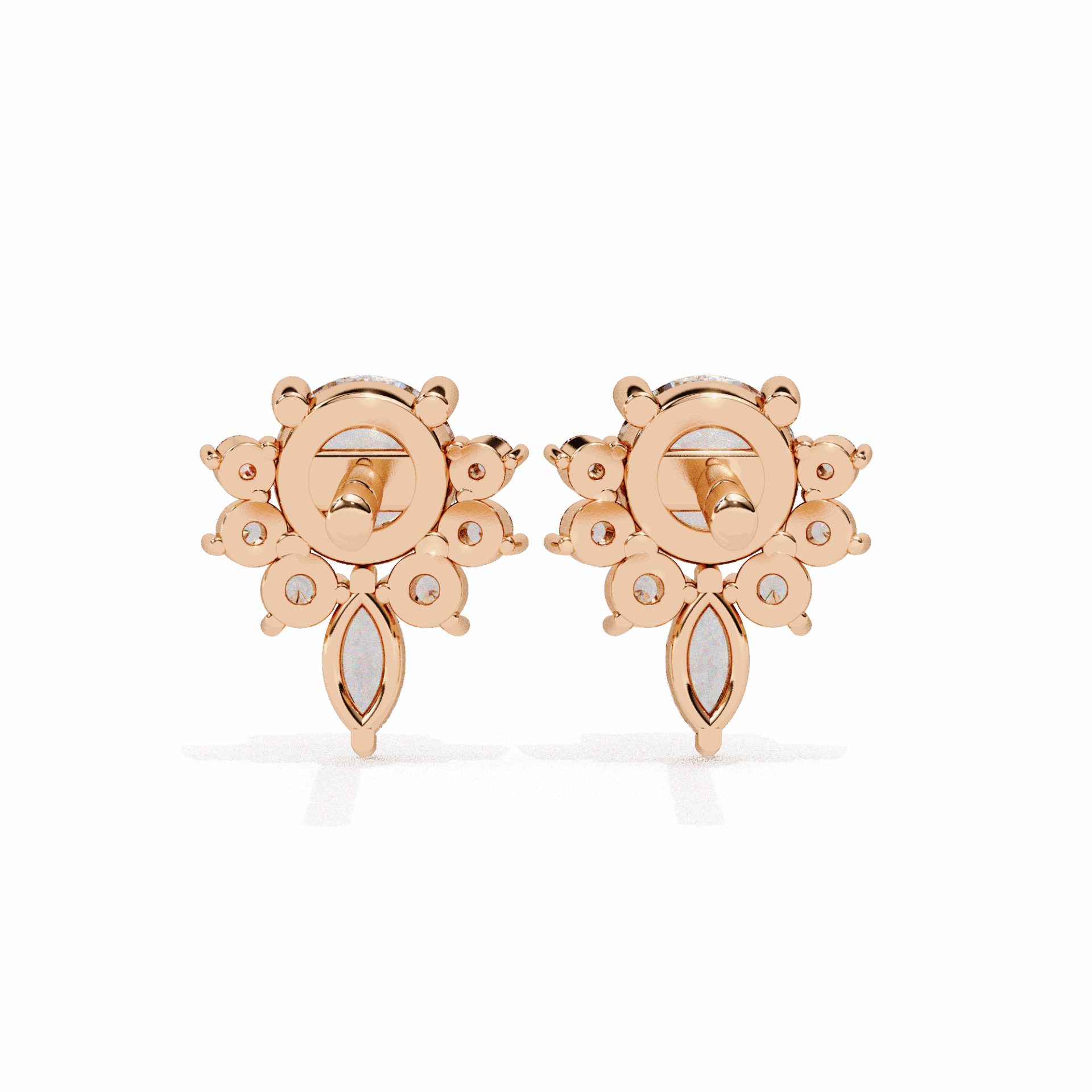 0.7 Carat Multi-Stone Marquise and Round Stud Earrings in Moissanite | House of Estara