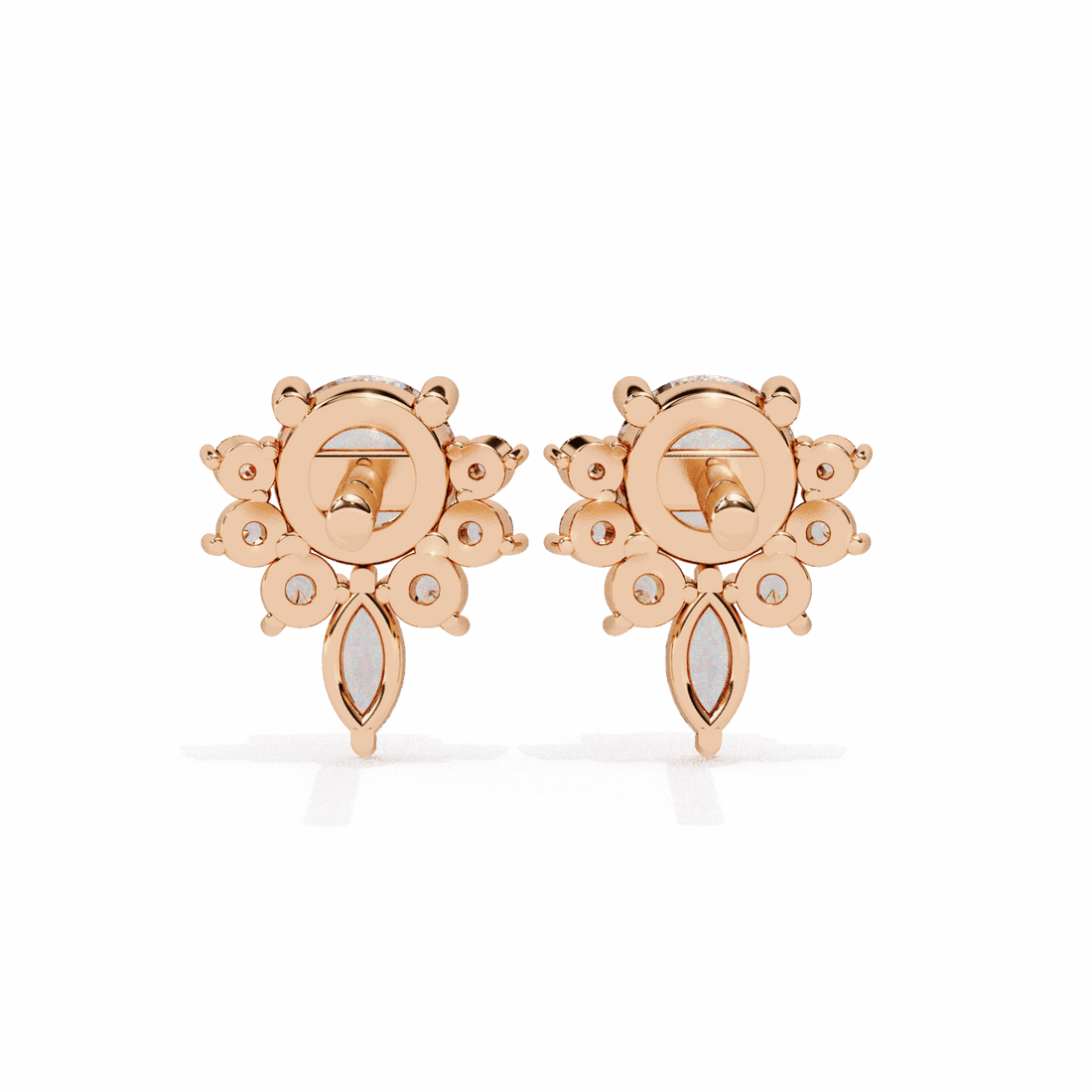 0.7 Carat Multi-Stone Marquise and Round Stud Earrings in Moissanite | House of Estara