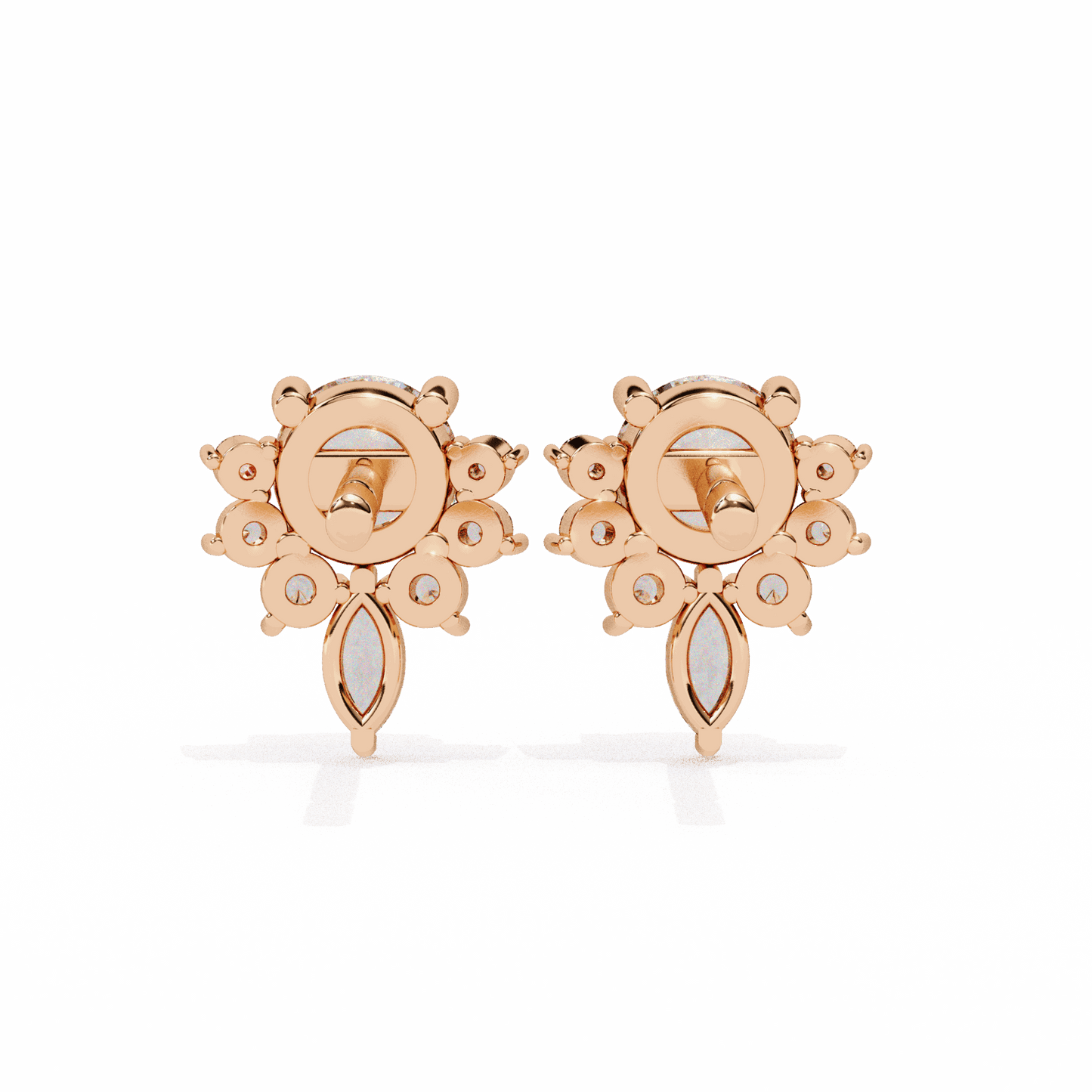 0.7 Carat Multi-Stone Marquise and Round Stud Earrings in Moissanite | House of Estara