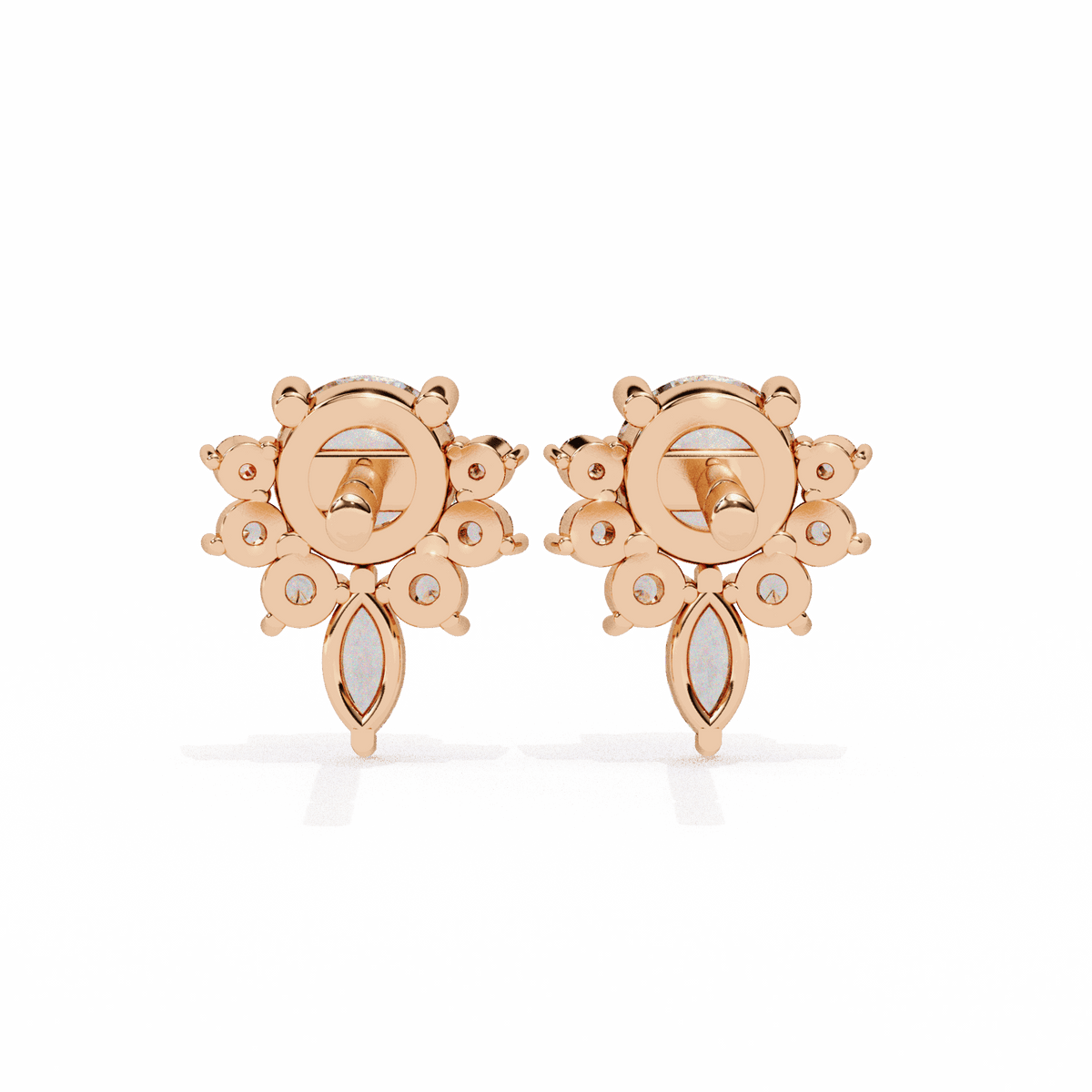 0.7 Carat Multi-Stone Marquise and Round Stud Earrings in Moissanite | House of Estara