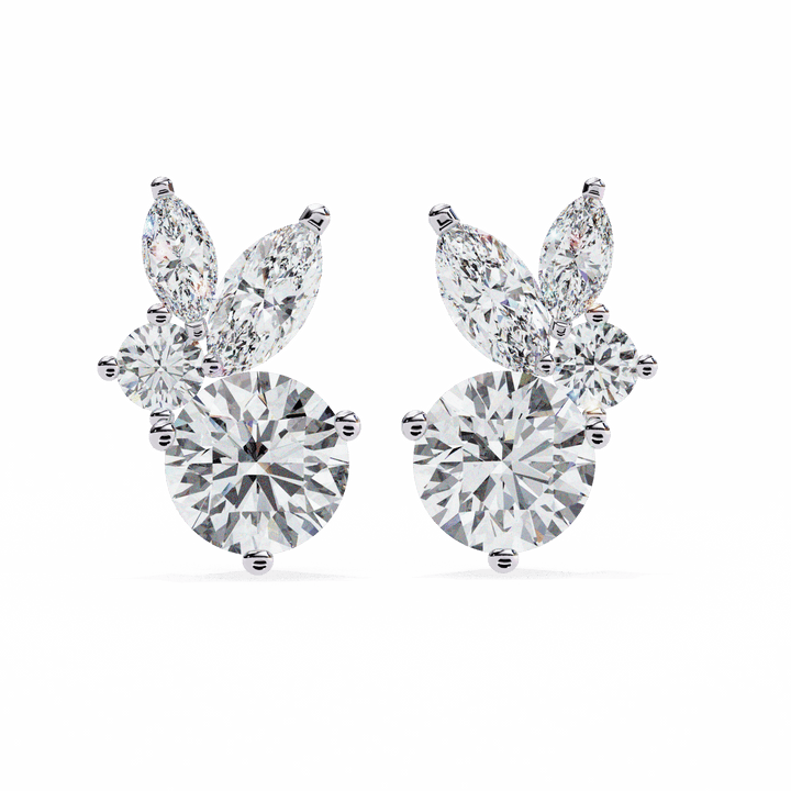 1.5 Carat Alternating Marquise and Round Stud Earrings in Moissanite | House of Estara