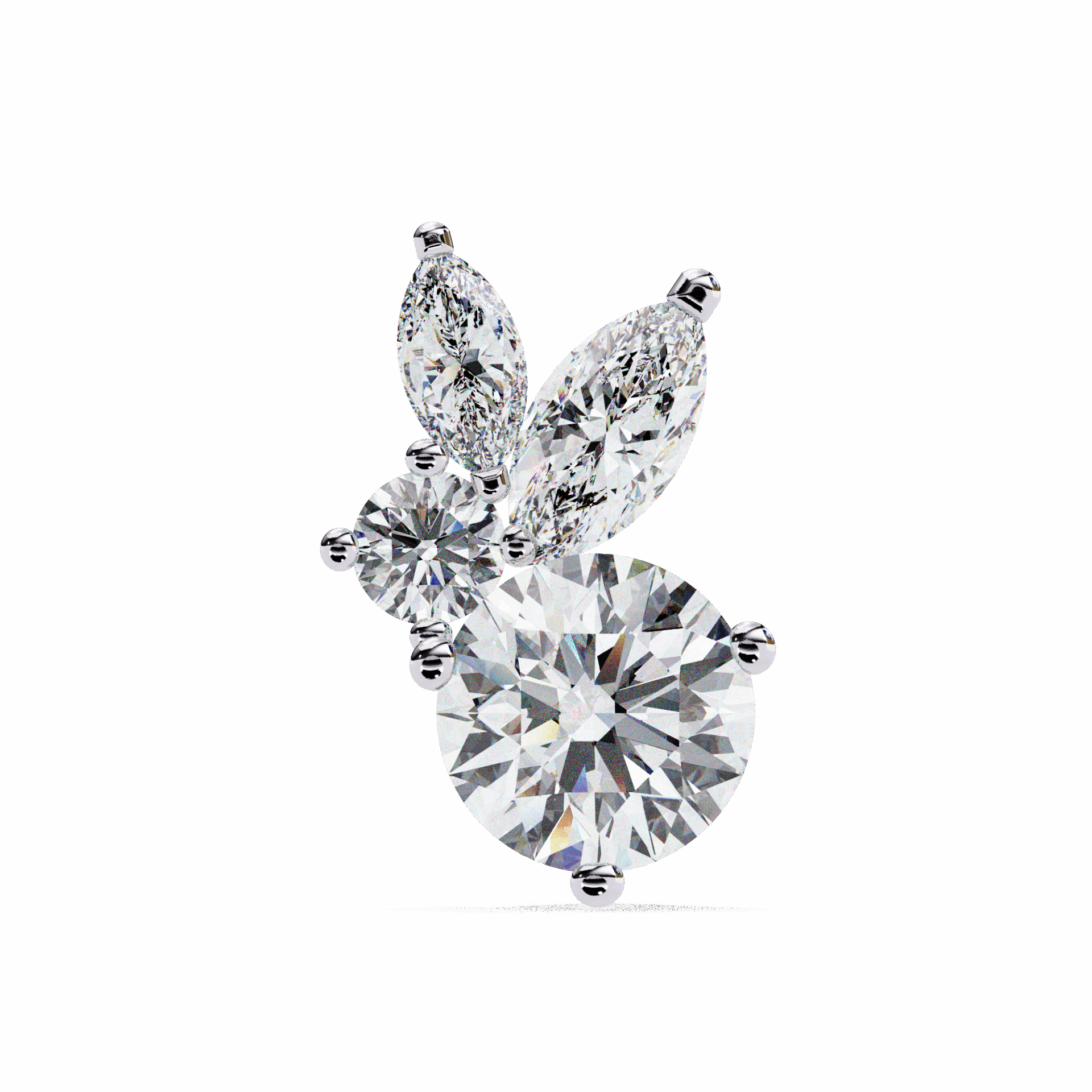 1.5 Carat Alternating Marquise and Round Stud Earrings in Moissanite | House of Estara