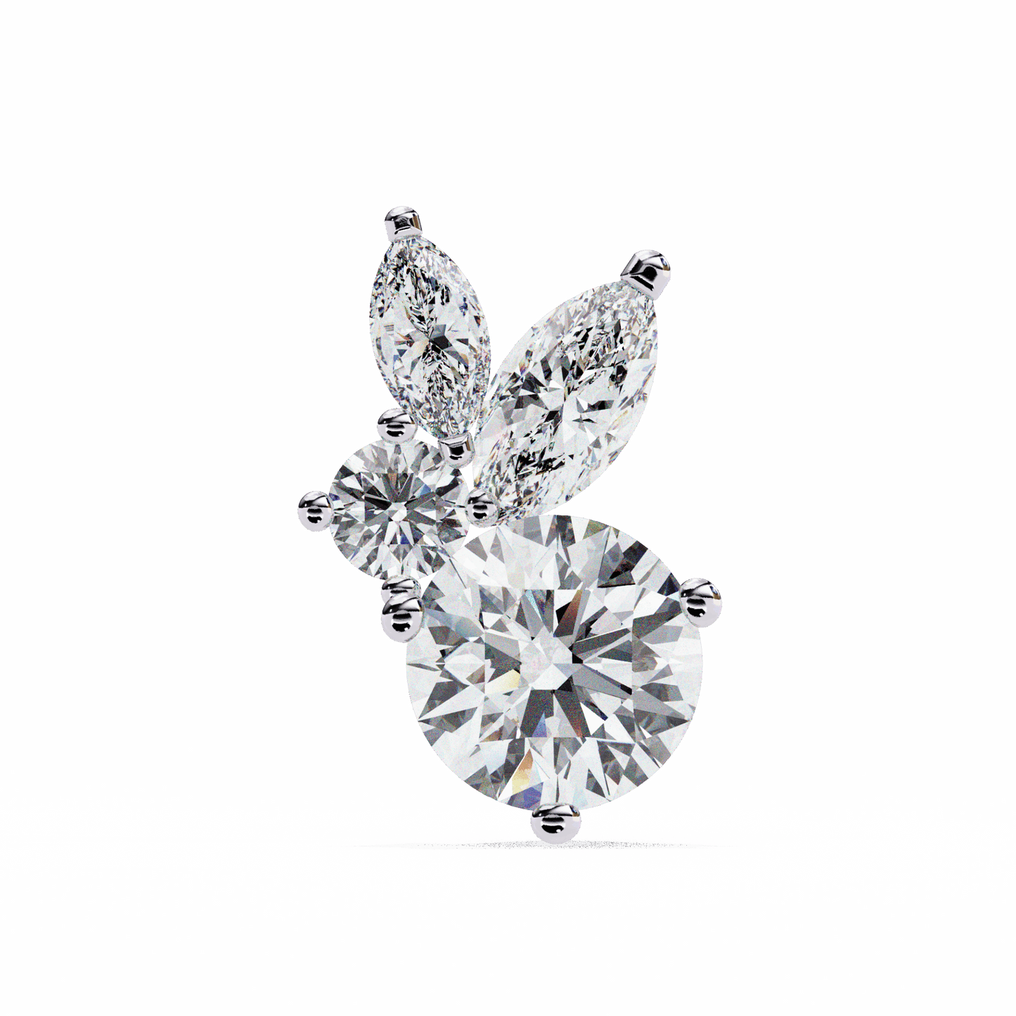 1.5 Carat Alternating Marquise and Round Stud Earrings in Moissanite | House of Estara