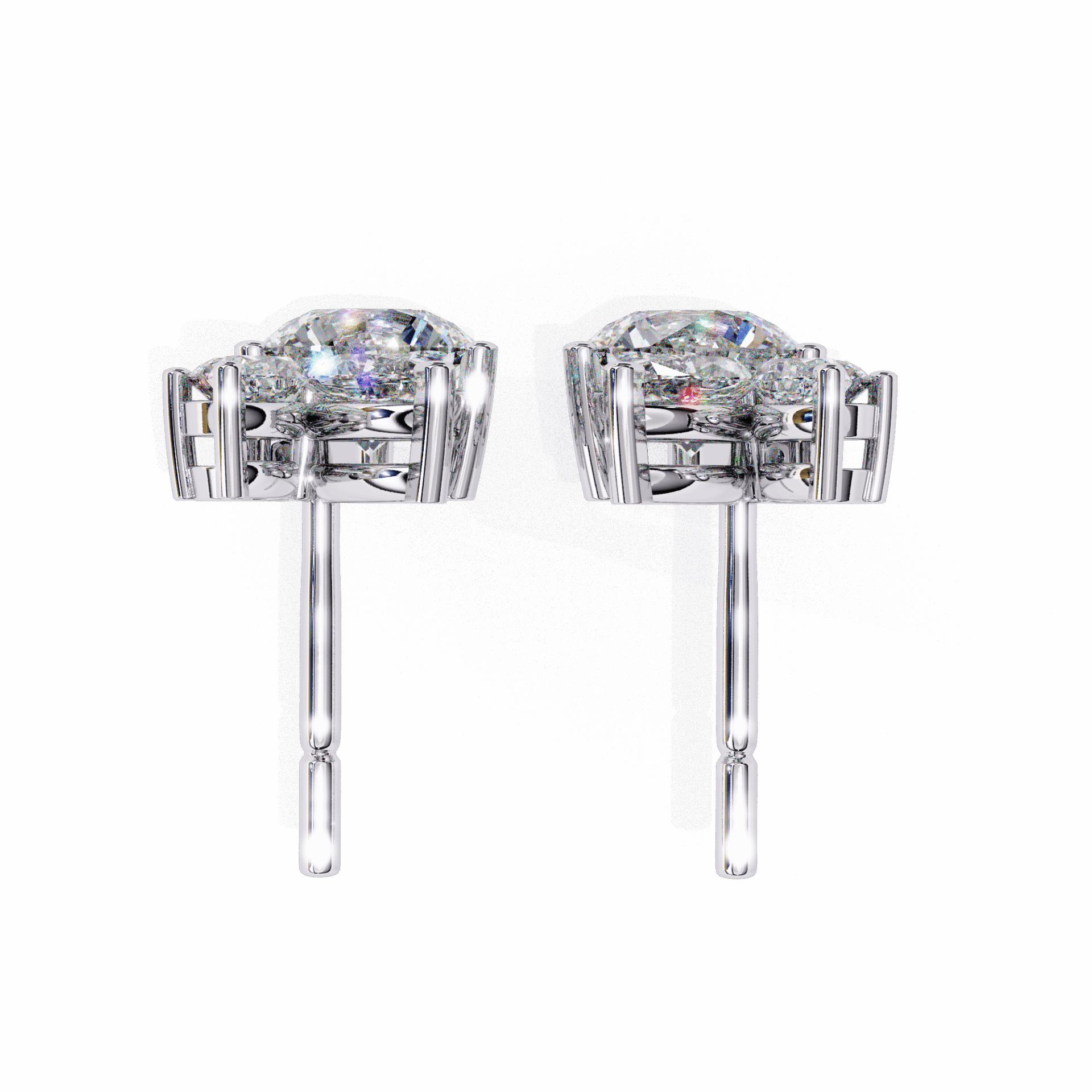 1.5 Carat Alternating Marquise and Round Stud Earrings in Moissanite | House of Estara
