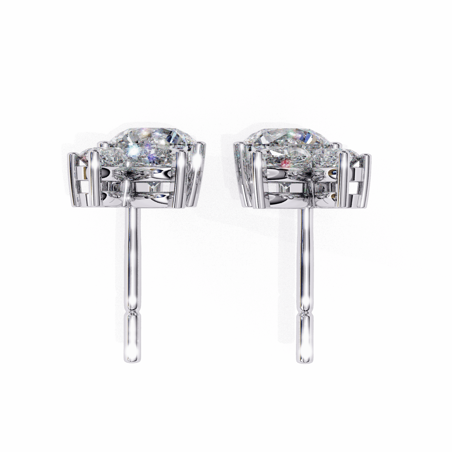 1.5 Carat Alternating Marquise and Round Stud Earrings in Moissanite | House of Estara