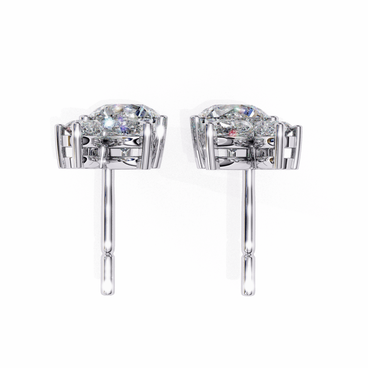 1.5 Carat Alternating Marquise and Round Stud Earrings in Moissanite | House of Estara