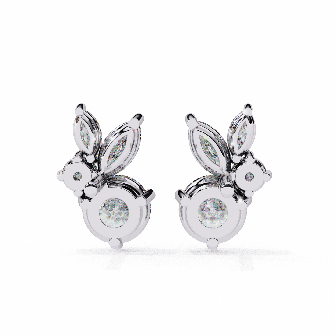 1.5 Carat Alternating Marquise and Round Stud Earrings in Moissanite | House of Estara