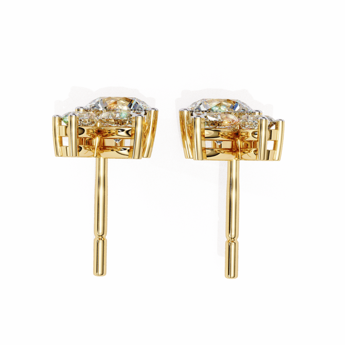 1.5 Carat Alternating Marquise and Round Stud Earrings in Moissanite | House of Estara