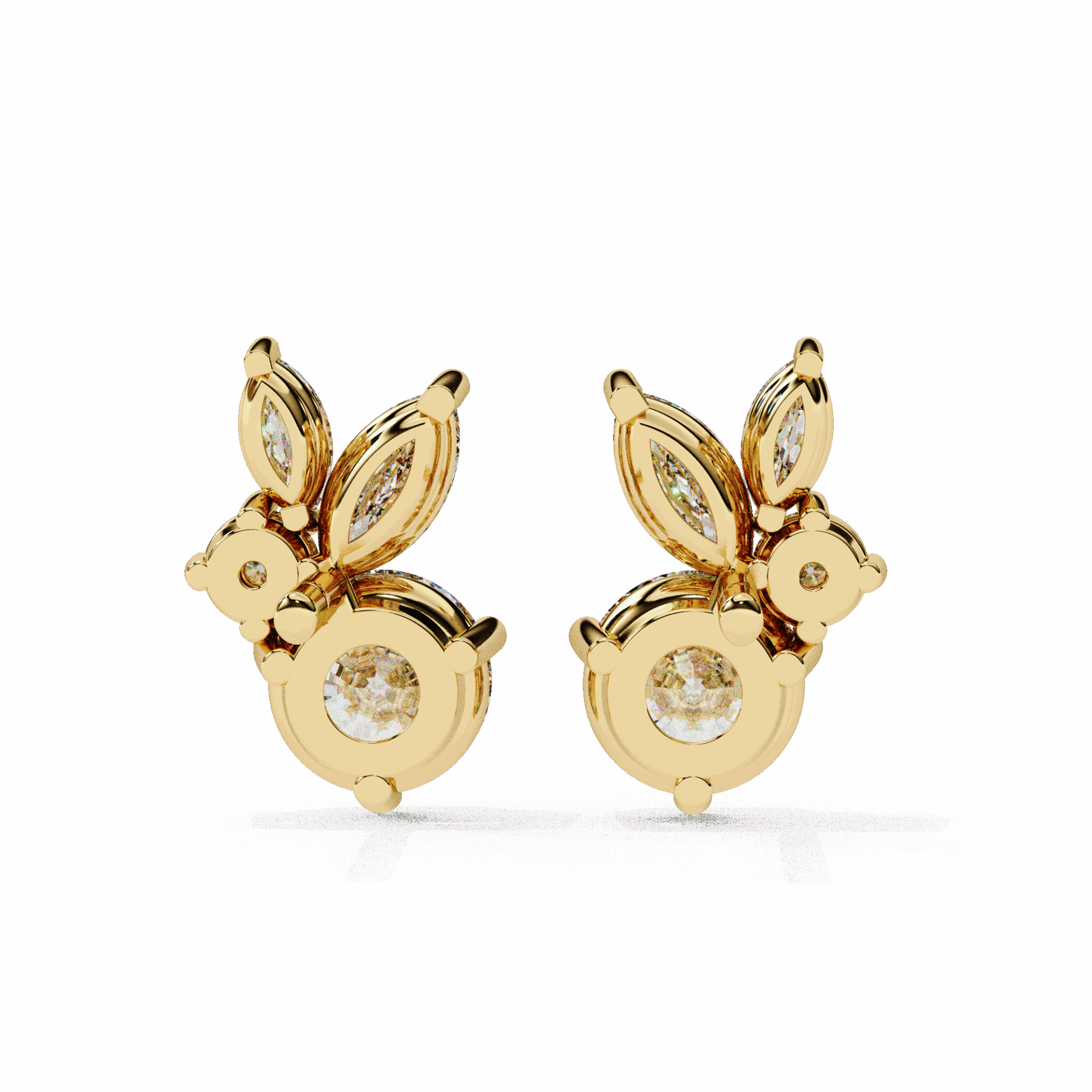 1.5 Carat Alternating Marquise and Round Stud Earrings in Moissanite | House of Estara