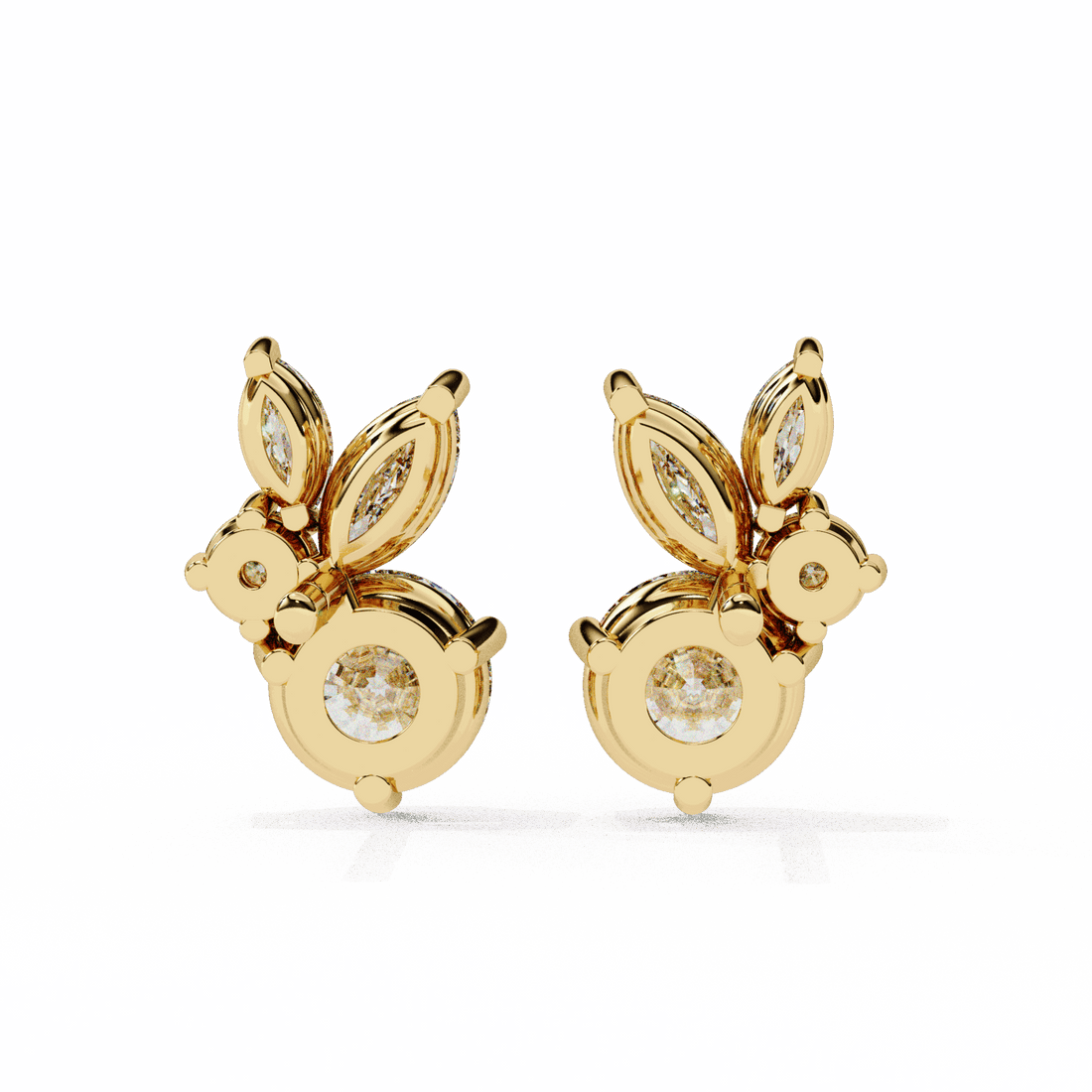 1.5 Carat Alternating Marquise and Round Stud Earrings in Moissanite | House of Estara
