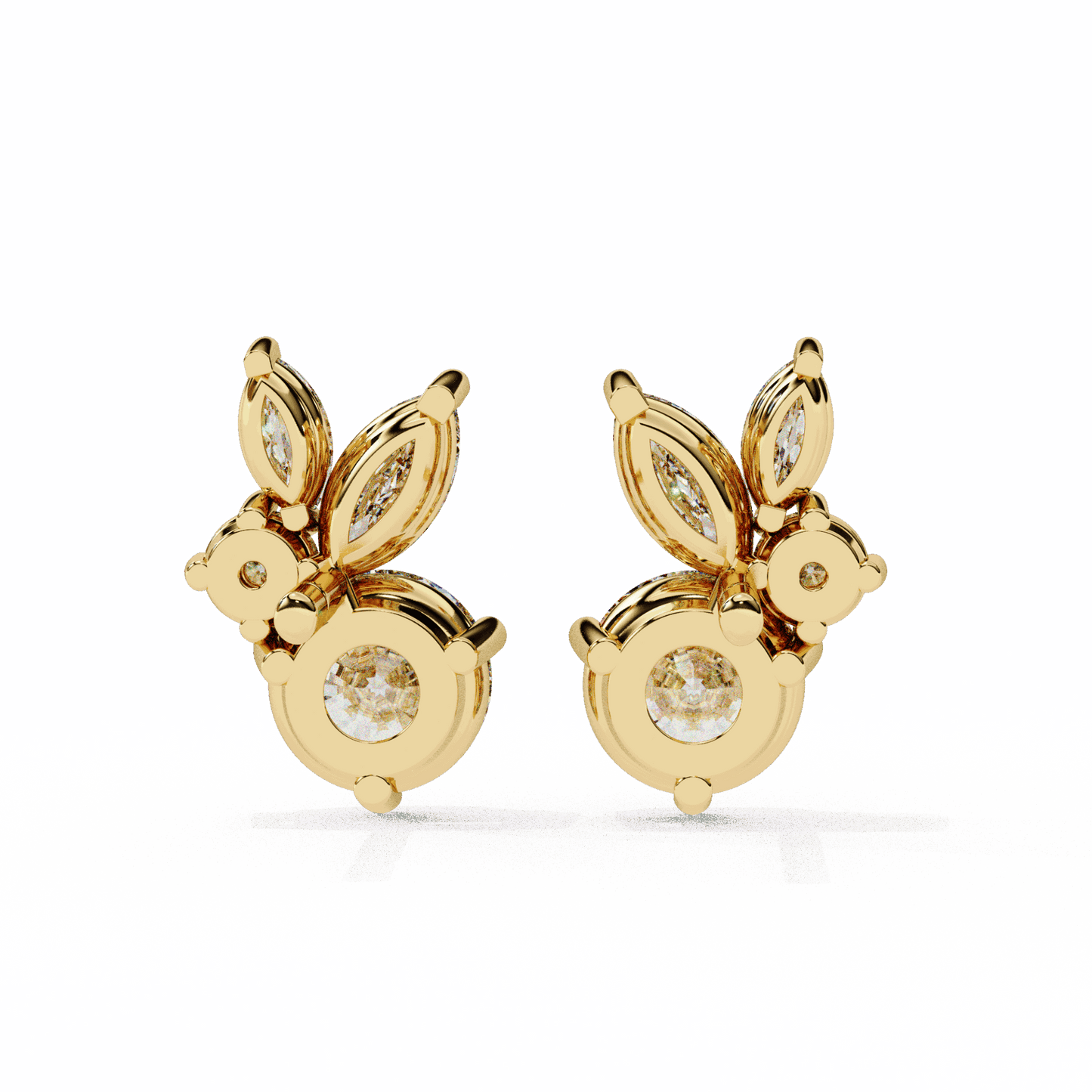 1.5 Carat Alternating Marquise and Round Stud Earrings in Moissanite | House of Estara