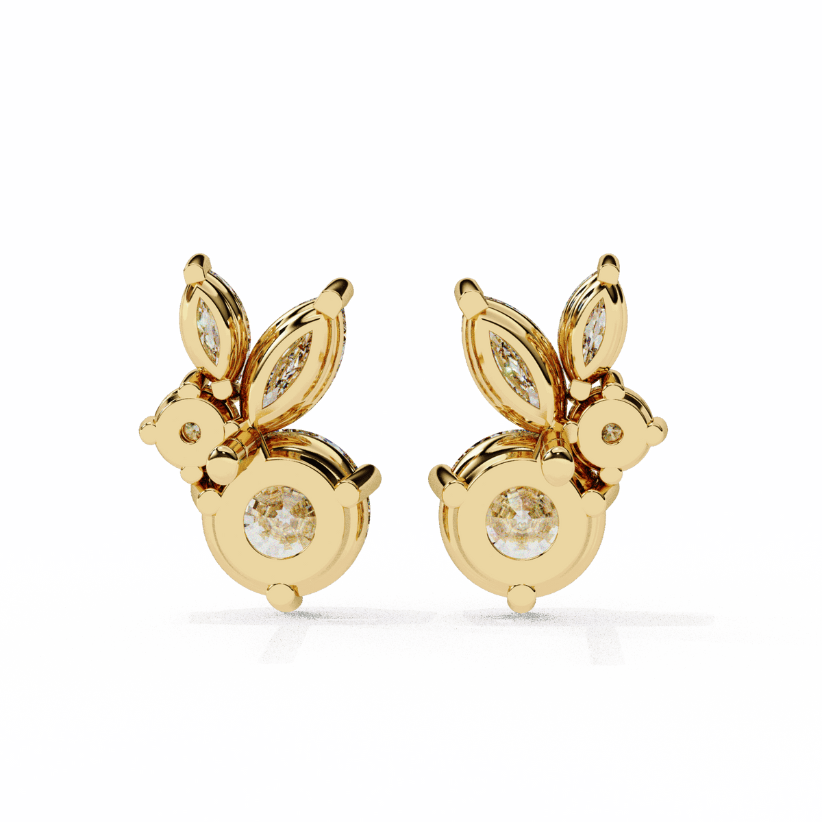 1.5 Carat Alternating Marquise and Round Stud Earrings in Moissanite | House of Estara