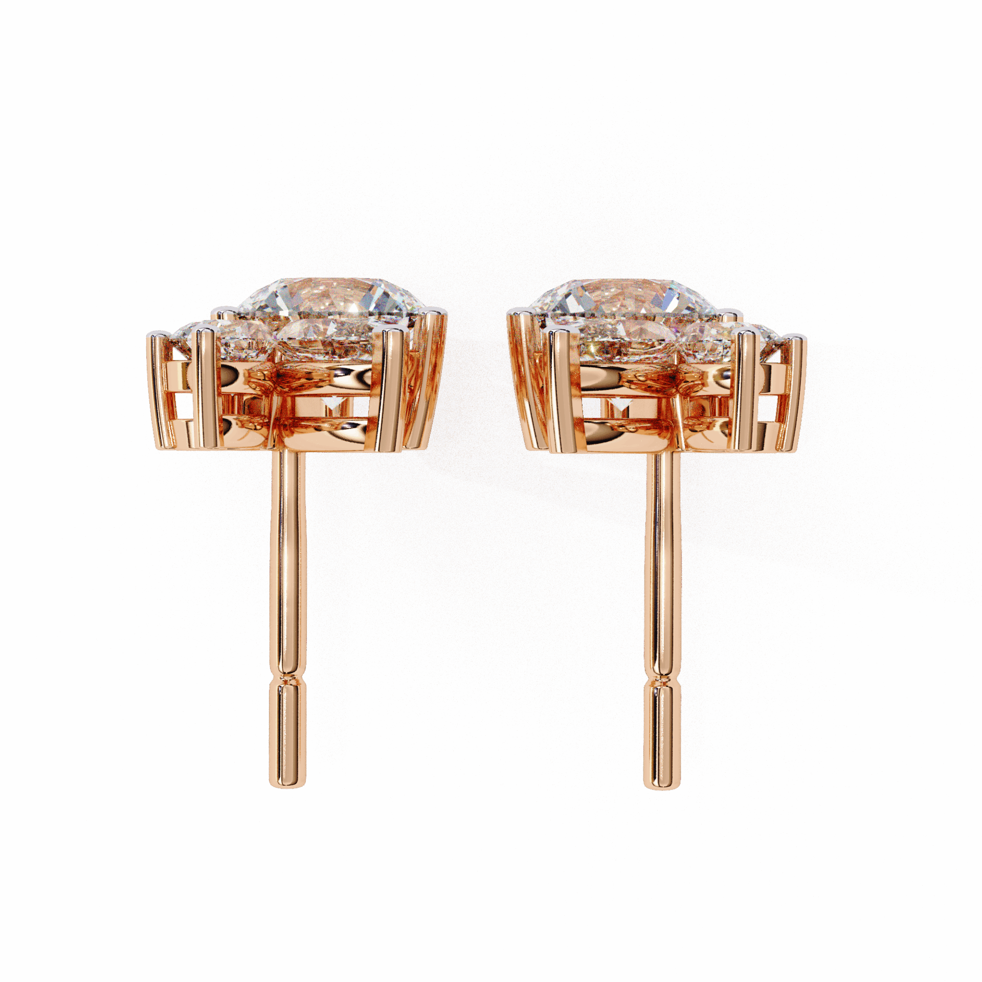 1.5 Carat Alternating Marquise and Round Stud Earrings in Moissanite | House of Estara