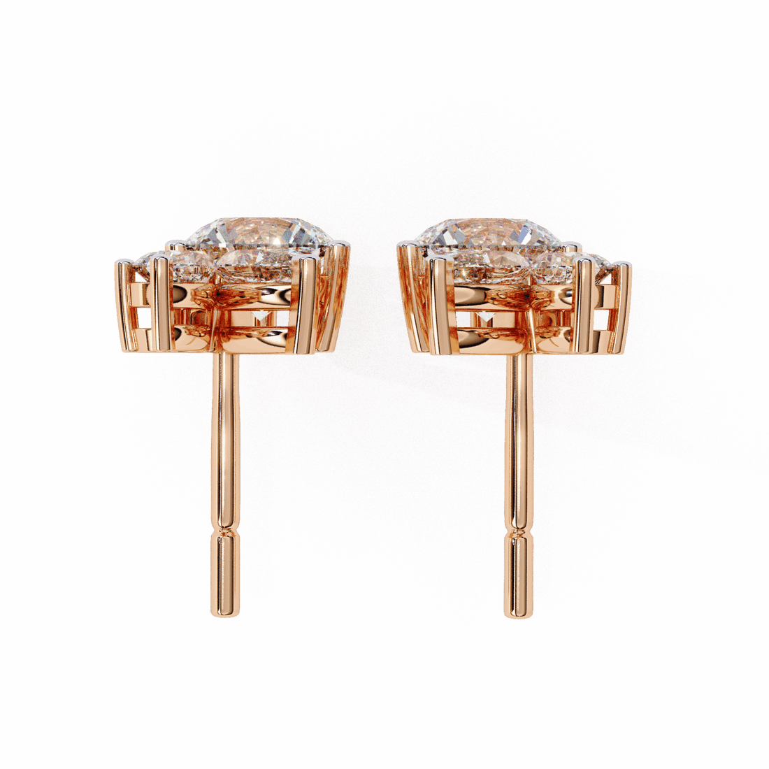 1.5 Carat Alternating Marquise and Round Stud Earrings in Moissanite | House of Estara