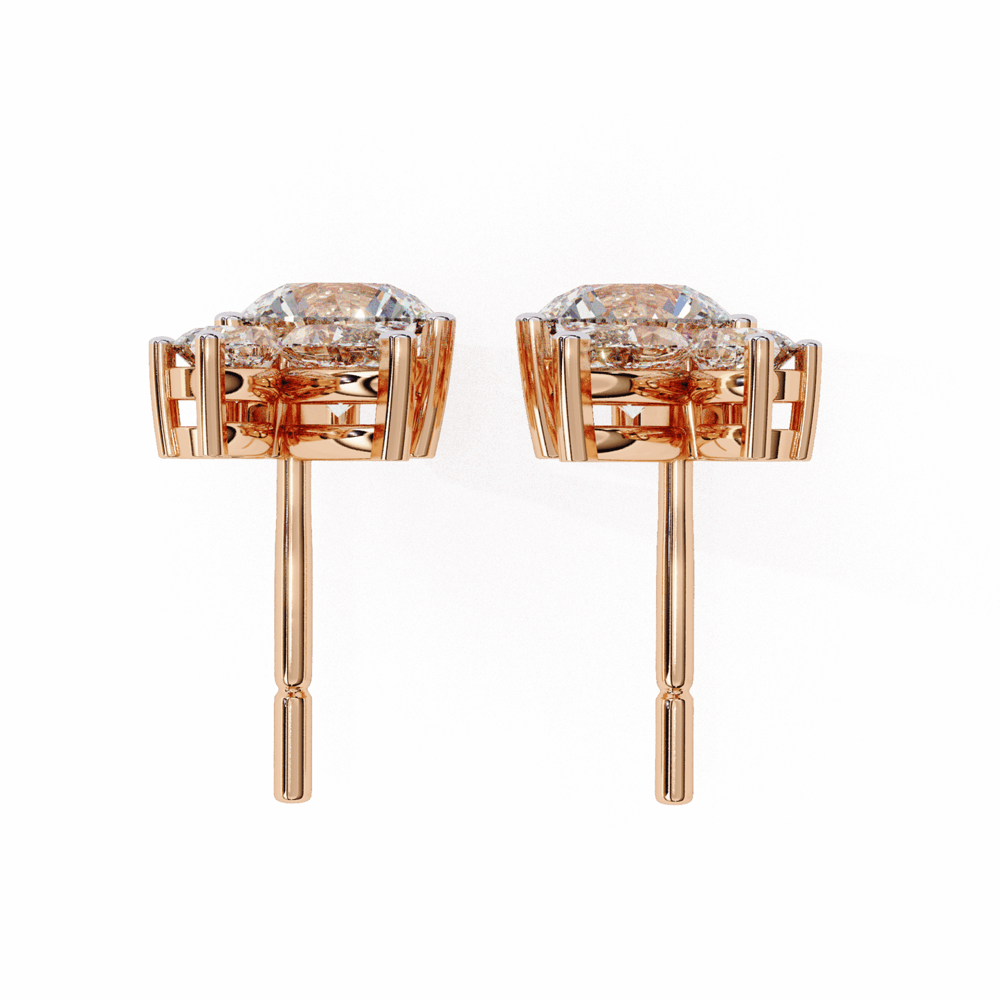 1.5 Carat Alternating Marquise and Round Stud Earrings in Moissanite | House of Estara