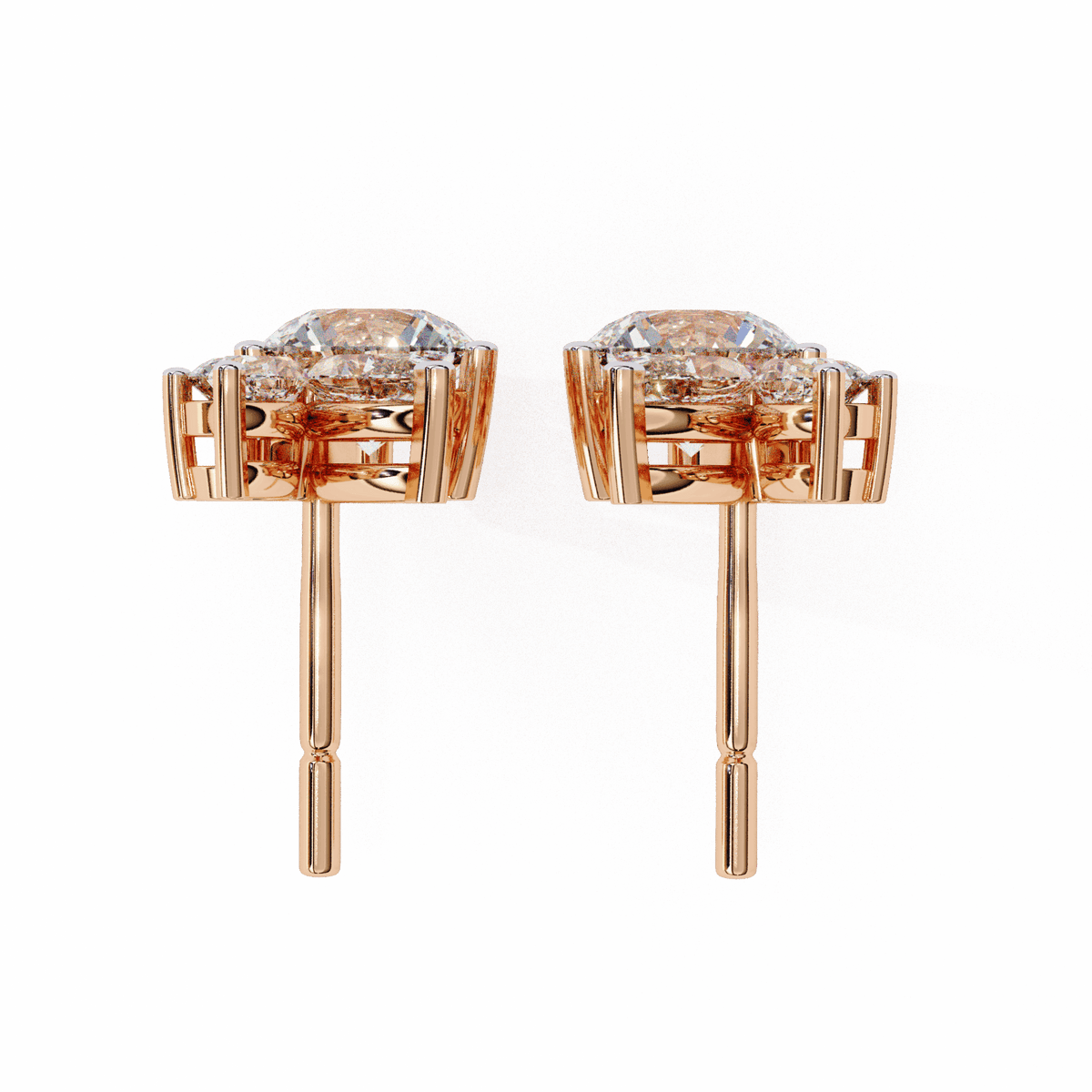 1.5 Carat Alternating Marquise and Round Stud Earrings in Moissanite | House of Estara