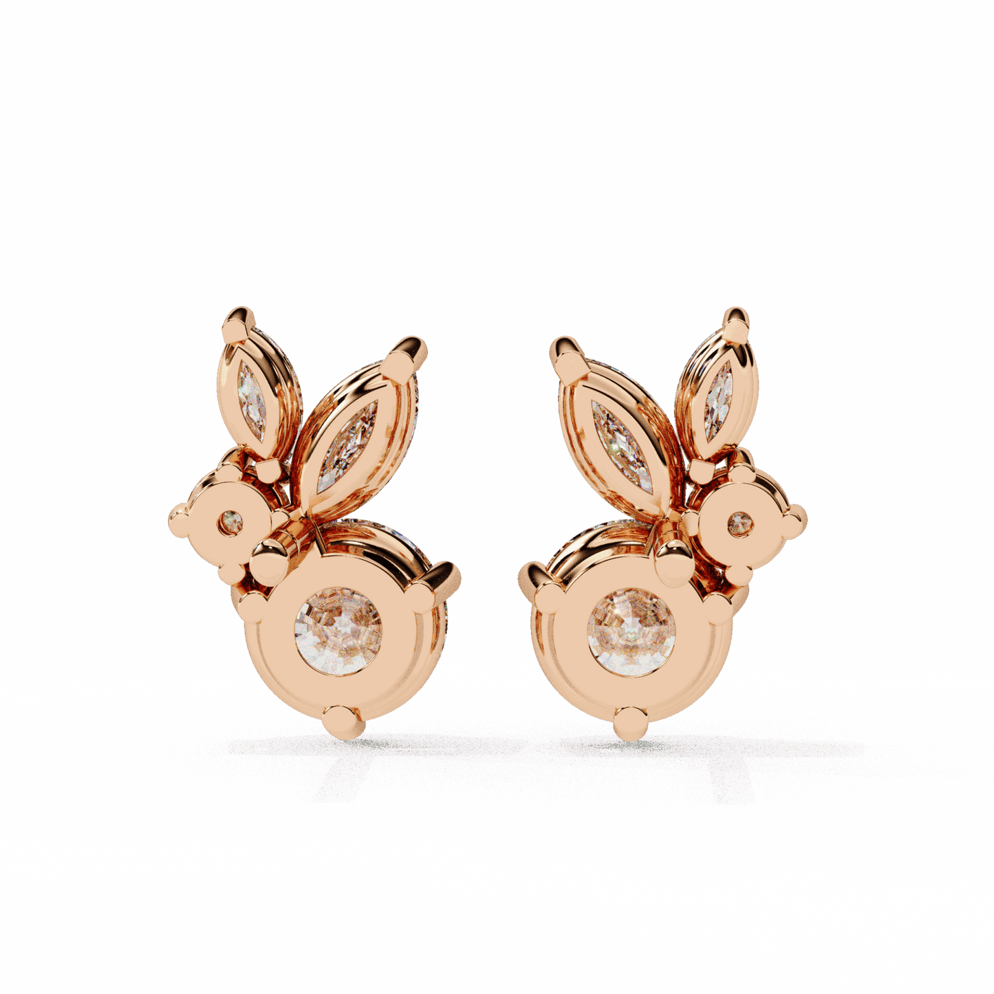 1.5 Carat Alternating Marquise and Round Stud Earrings in Moissanite | House of Estara