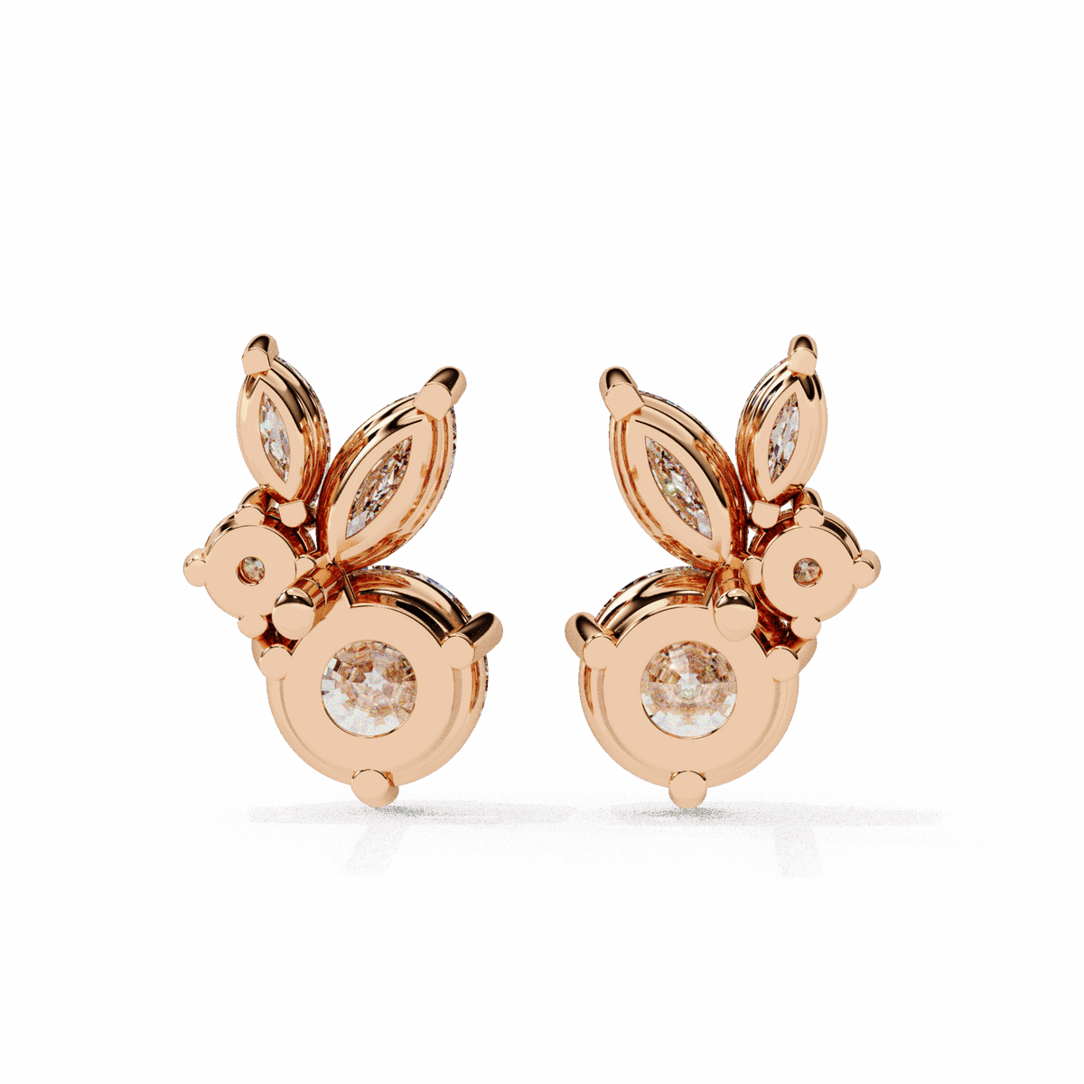 1.5 Carat Alternating Marquise and Round Stud Earrings in Moissanite | House of Estara