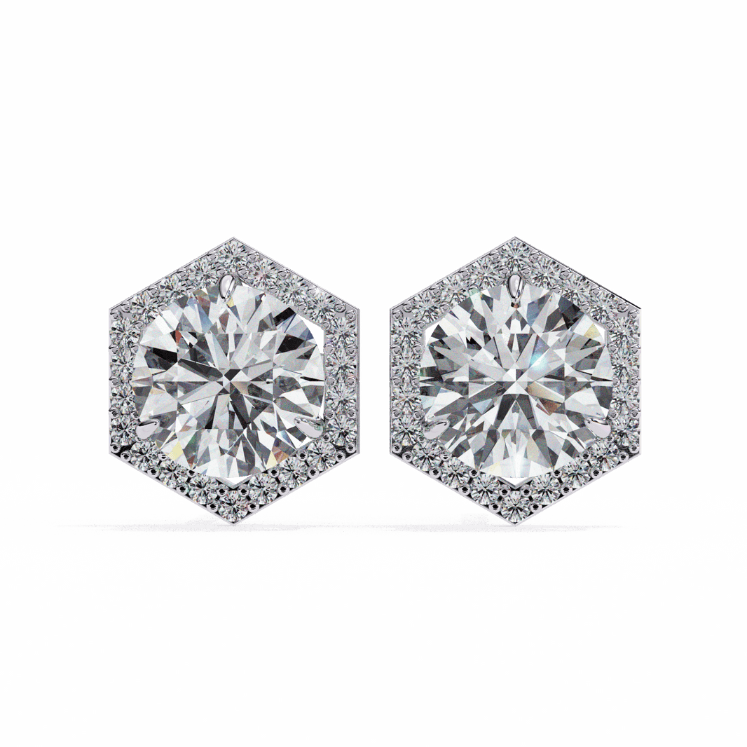 2 Carat Signature Round Stud Earrings in Moissanite | House of Estara