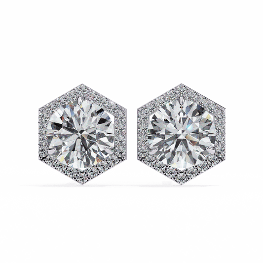 2 Carat Signature Round Stud Earrings in Moissanite | House of Estara