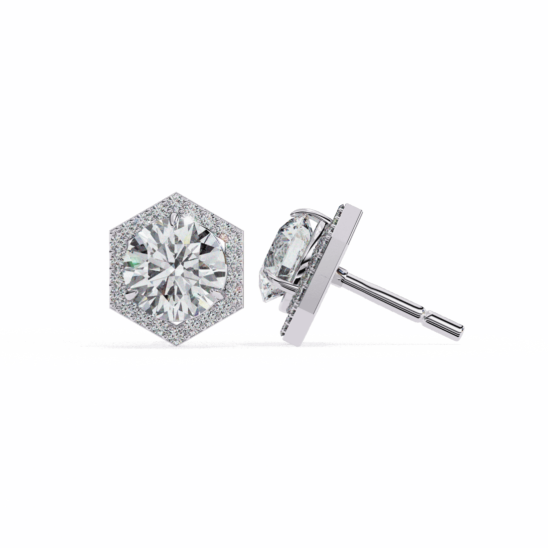 2 Carat Signature Round Stud Earrings in Moissanite | House of Estara
