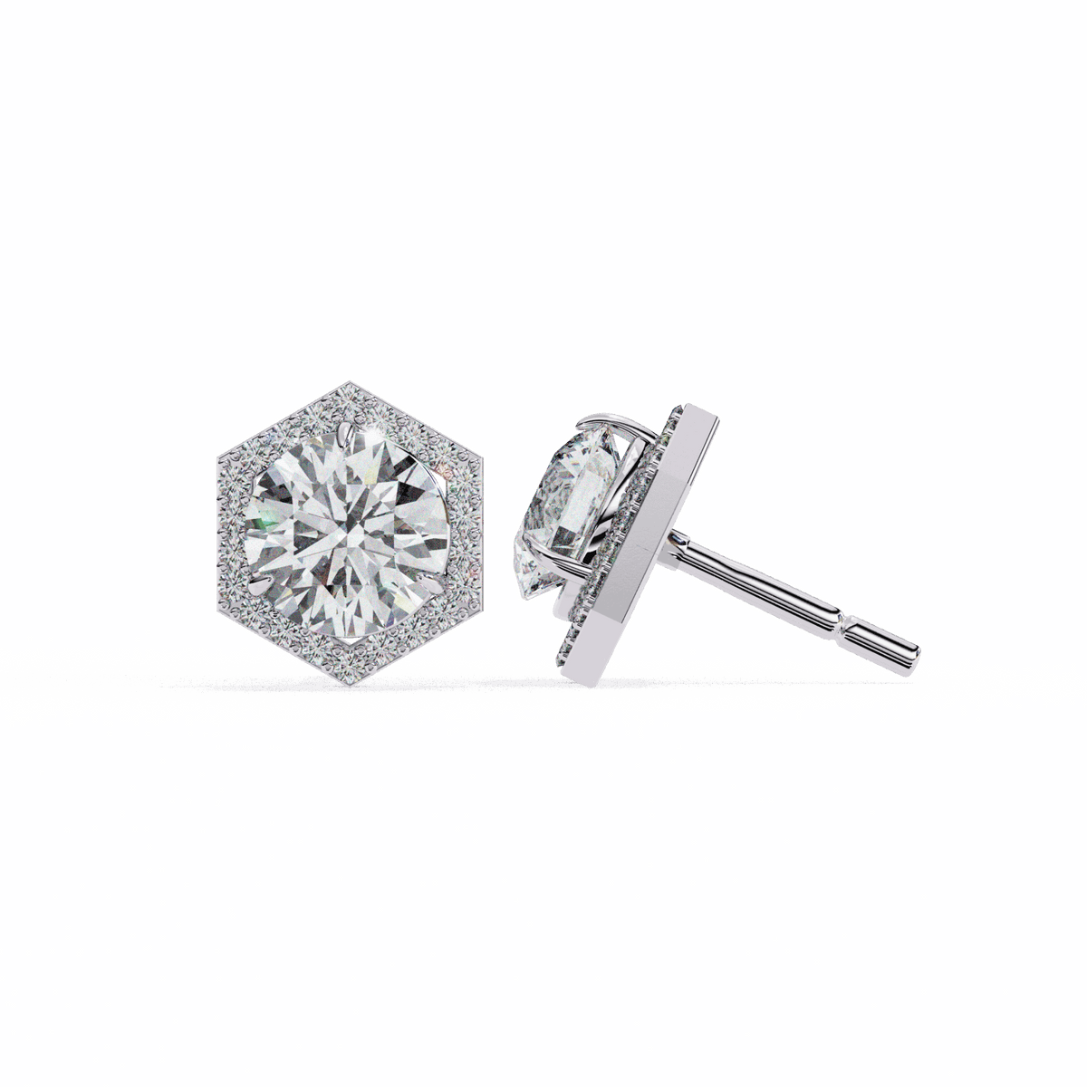 2 Carat Signature Round Stud Earrings in Moissanite | House of Estara