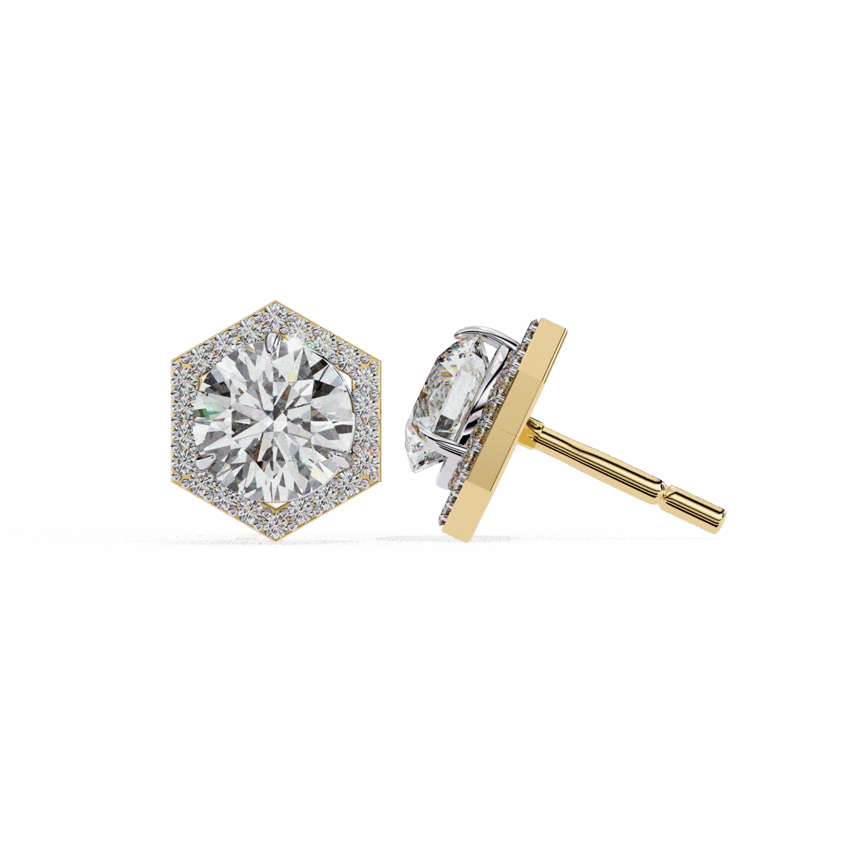 2 Carat Signature Round Stud Earrings in Moissanite | House of Estara