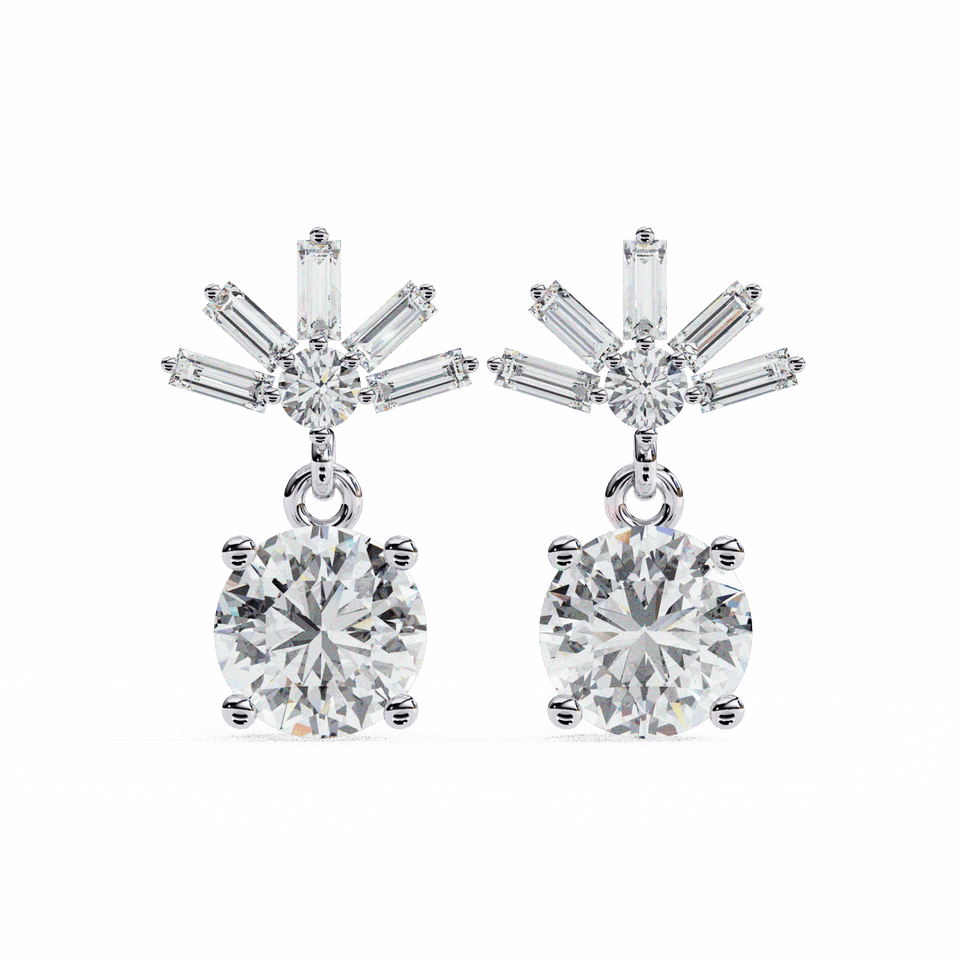 Luminous Baguette & Round Drop Earrings