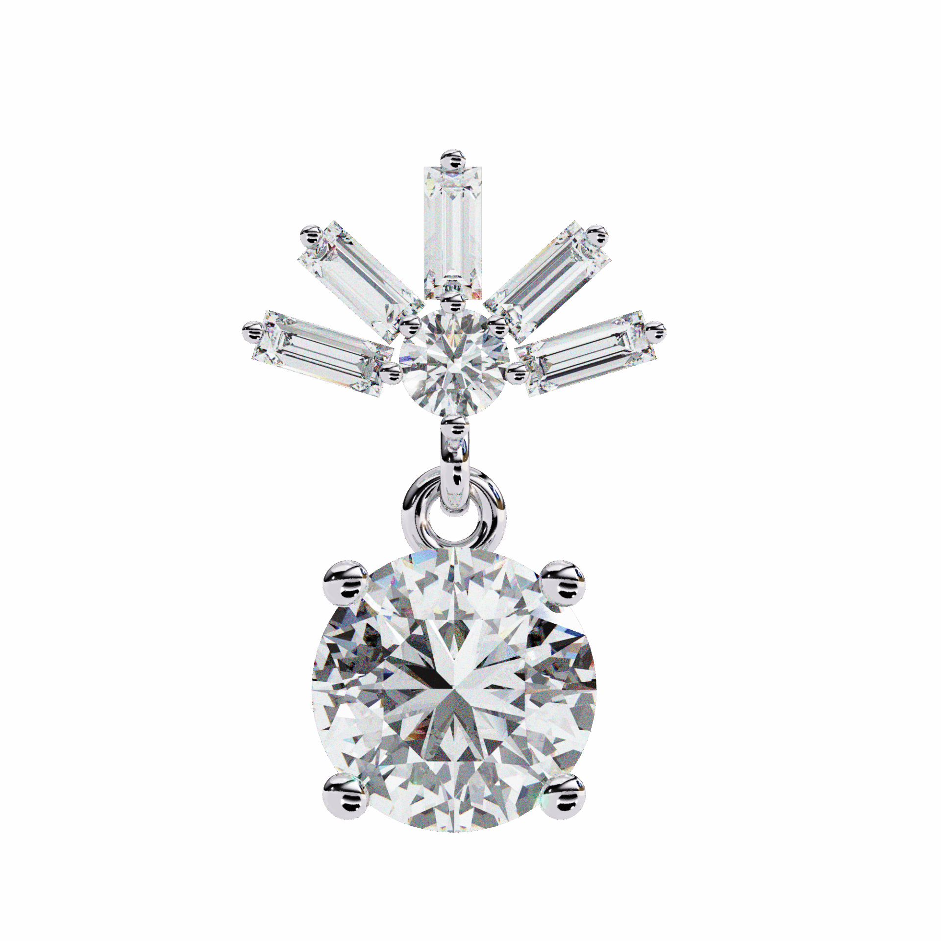 0.9 Carat Baguette & Round Drop Earrings in Moissanite | House of Estara