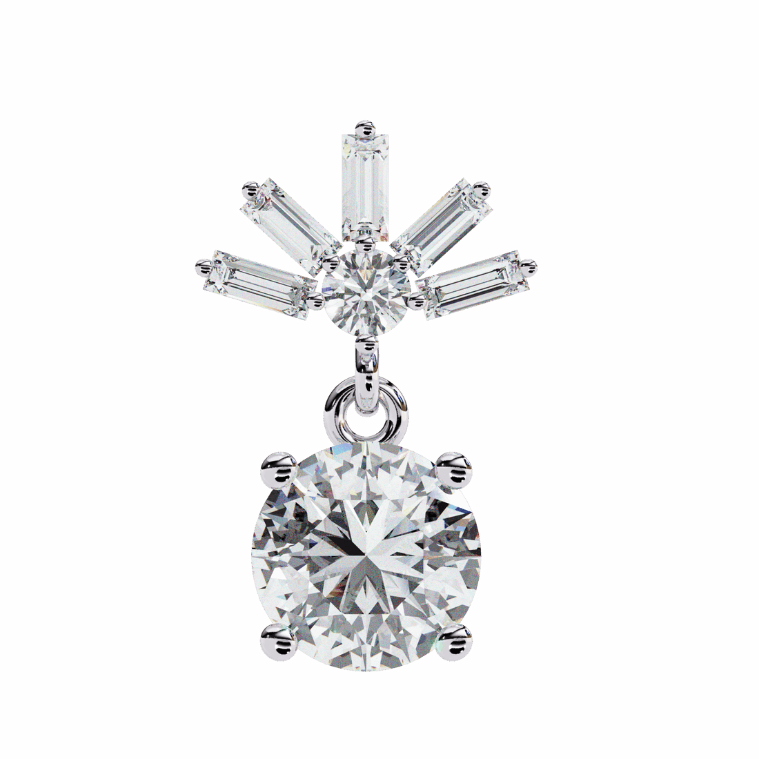 0.9 Carat Baguette & Round Drop Earrings in Moissanite | House of Estara