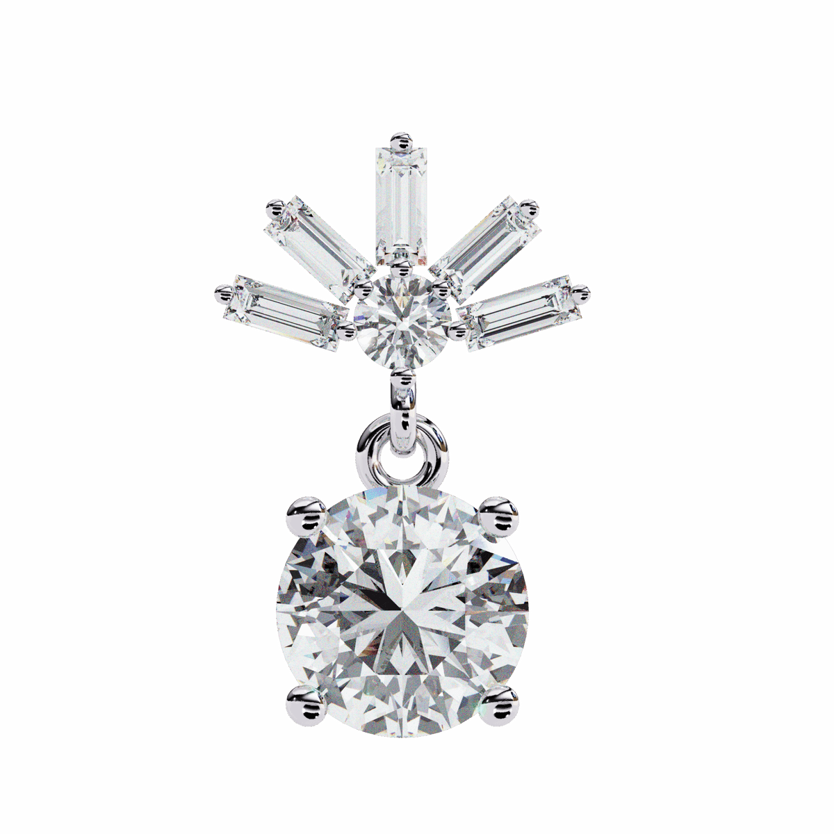 0.9 Carat Baguette & Round Drop Earrings in Moissanite | House of Estara