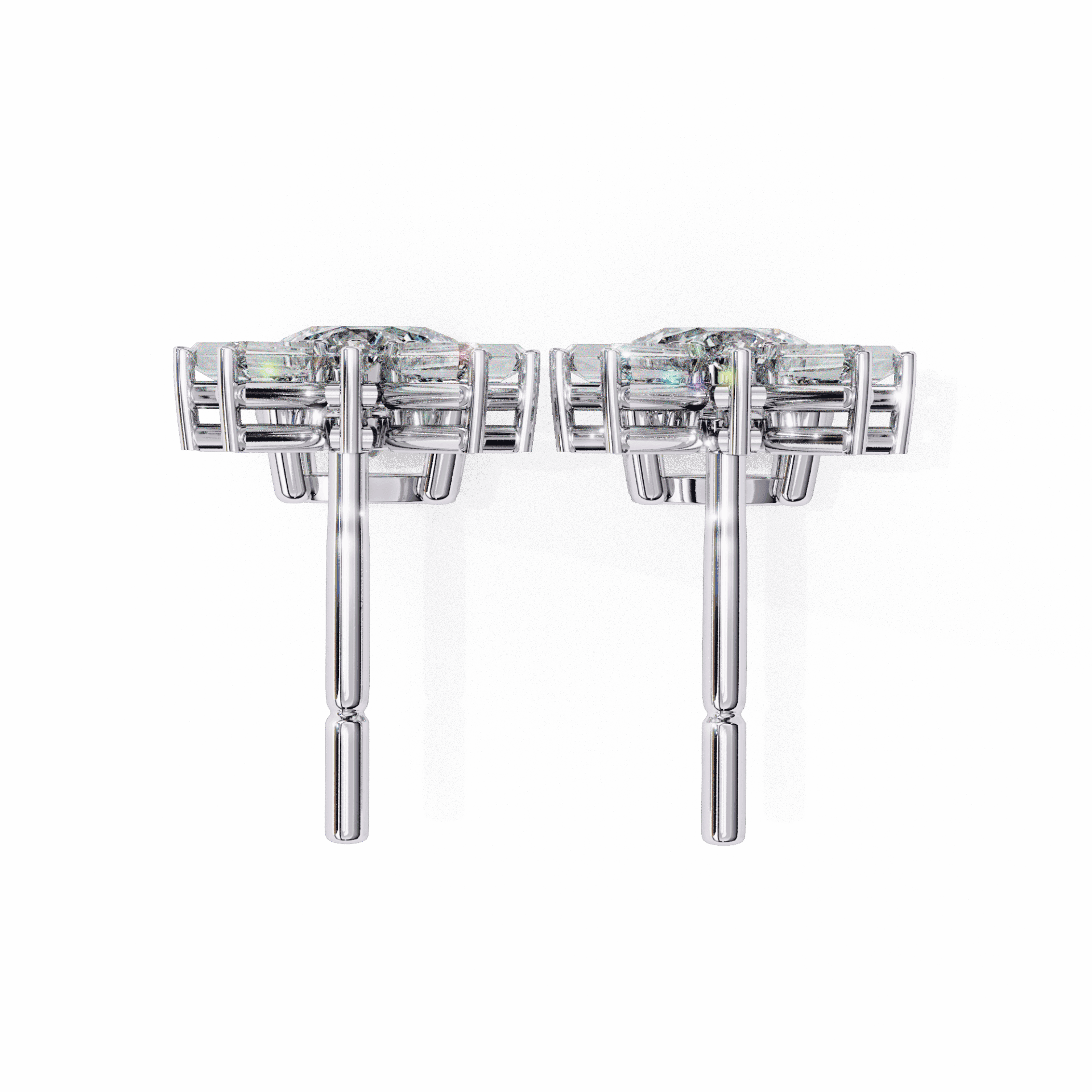 0.9 Carat Baguette & Round Drop Earrings in Moissanite | House of Estara