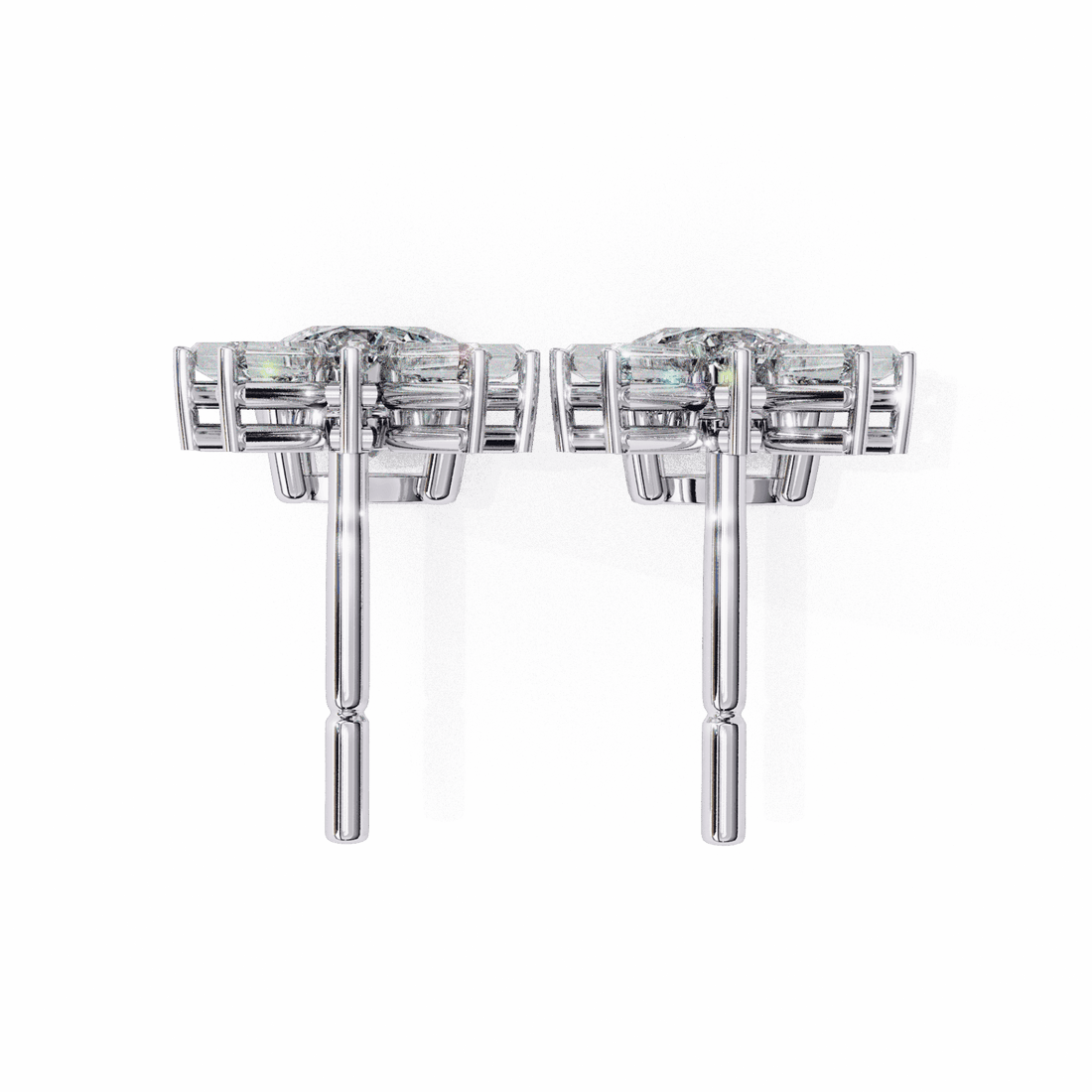 0.9 Carat Baguette & Round Drop Earrings in Moissanite | House of Estara