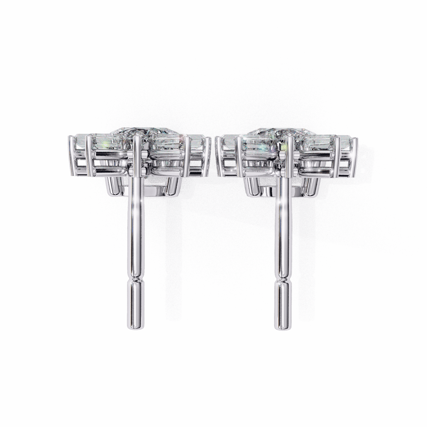 0.9 Carat Baguette & Round Drop Earrings in Moissanite | House of Estara